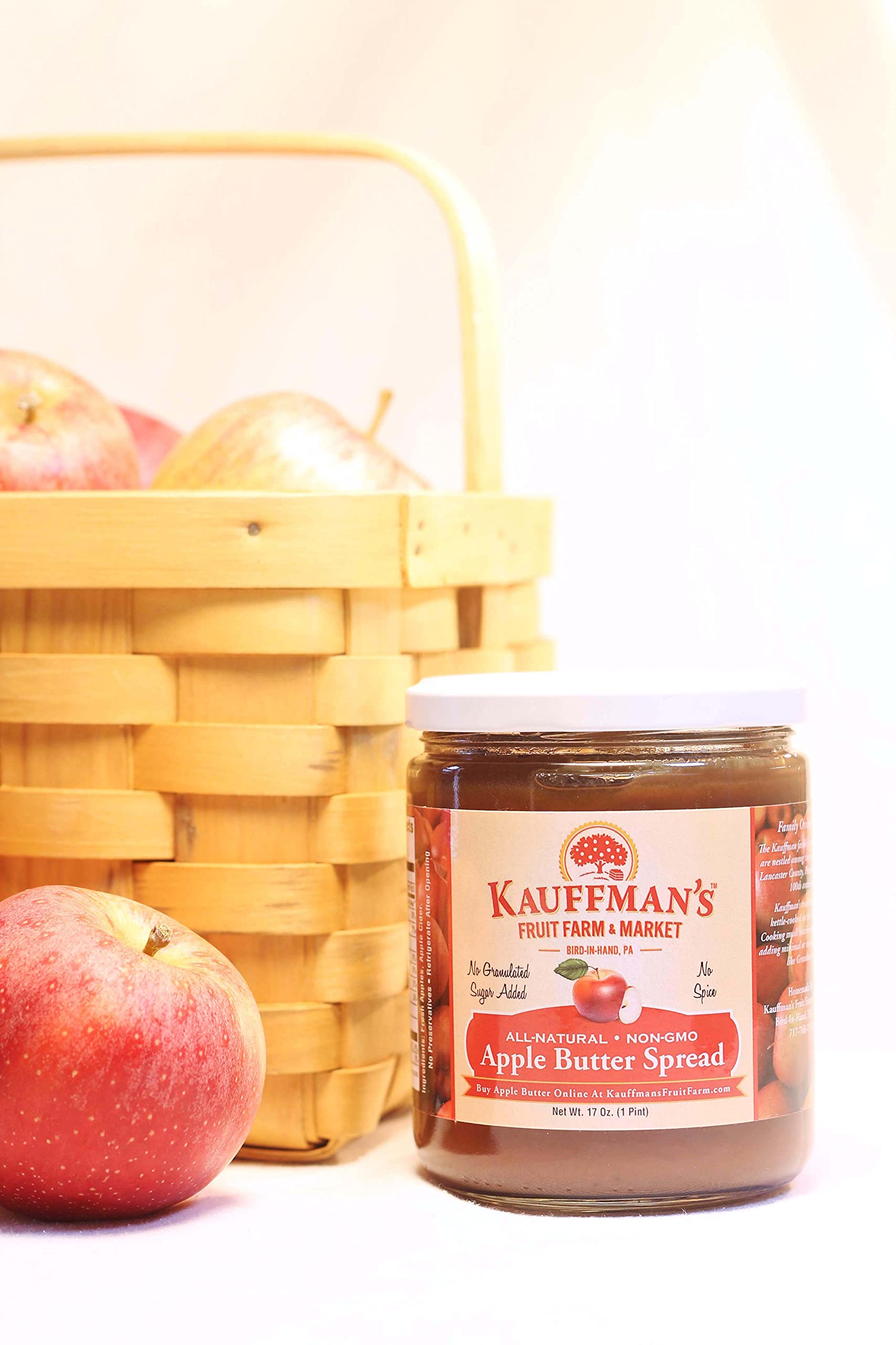 Kauffman's Fruit Farm Homemade Apple Butter Spread - Natural & Delicious, 17 Oz (Pack of 6) - Perfect for Toast, Pancakes, Yogurt & Baking