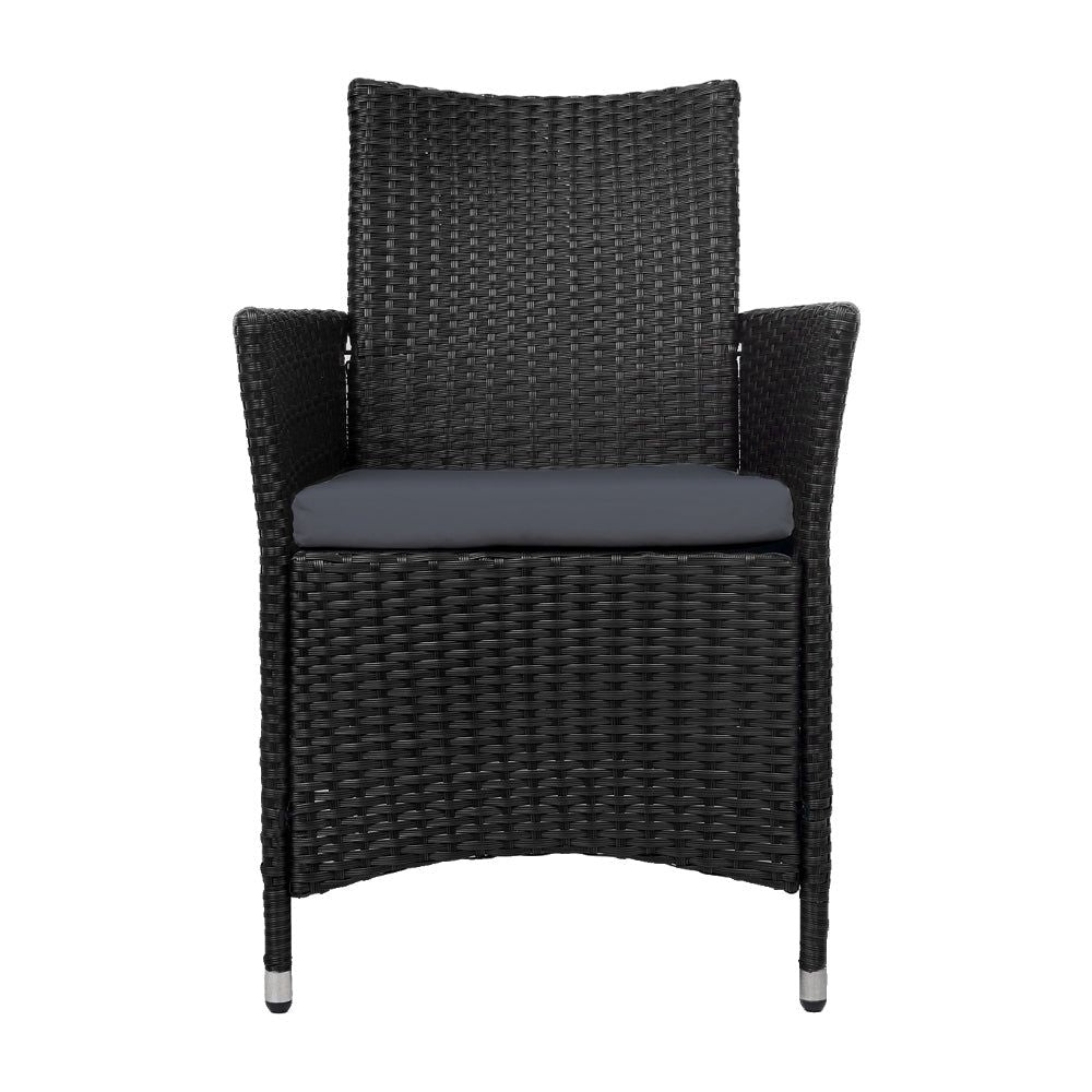 2-Piece Outdoor Bistro Set with Cushions - Patio Dining Chairs, Wicker Garden Furniture for Backyard, Deck or Poolside Relaxation