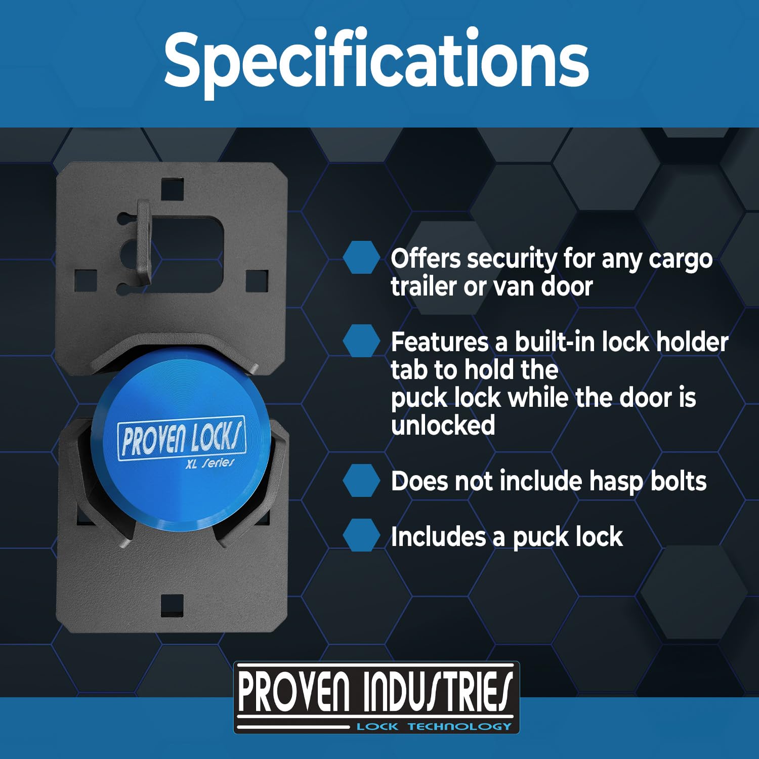 Proven Industries Puck Lock and Hasp Kit - Heavy Duty Storage Door Security Lock - Made in USA (Blue) - Ideal for Sheds, Garages, and Outdoor Storage Units