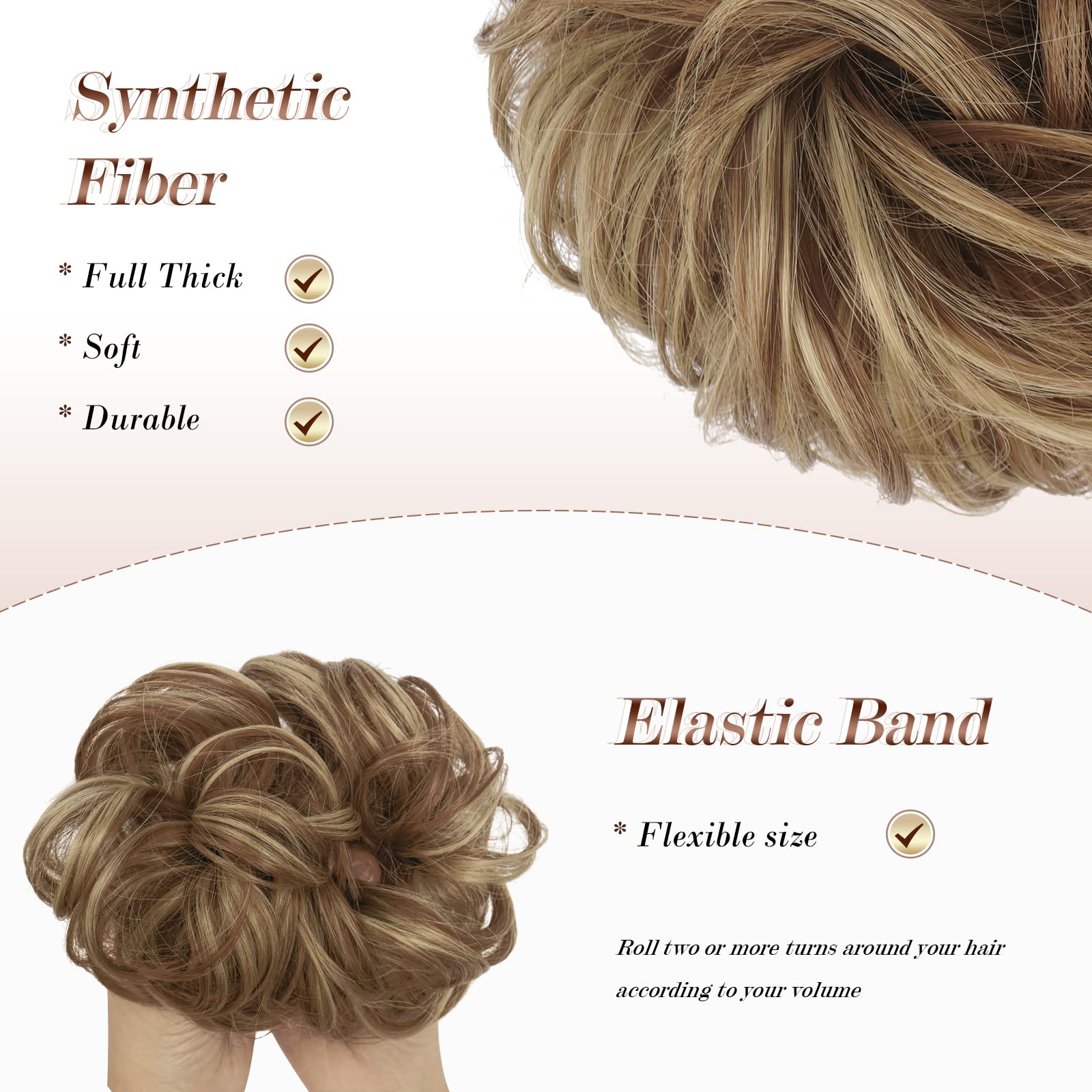 Large Curly Hair Bun Scrunchie Extension - Perfect for Ponytails, Updos & Everyday Hairstyles