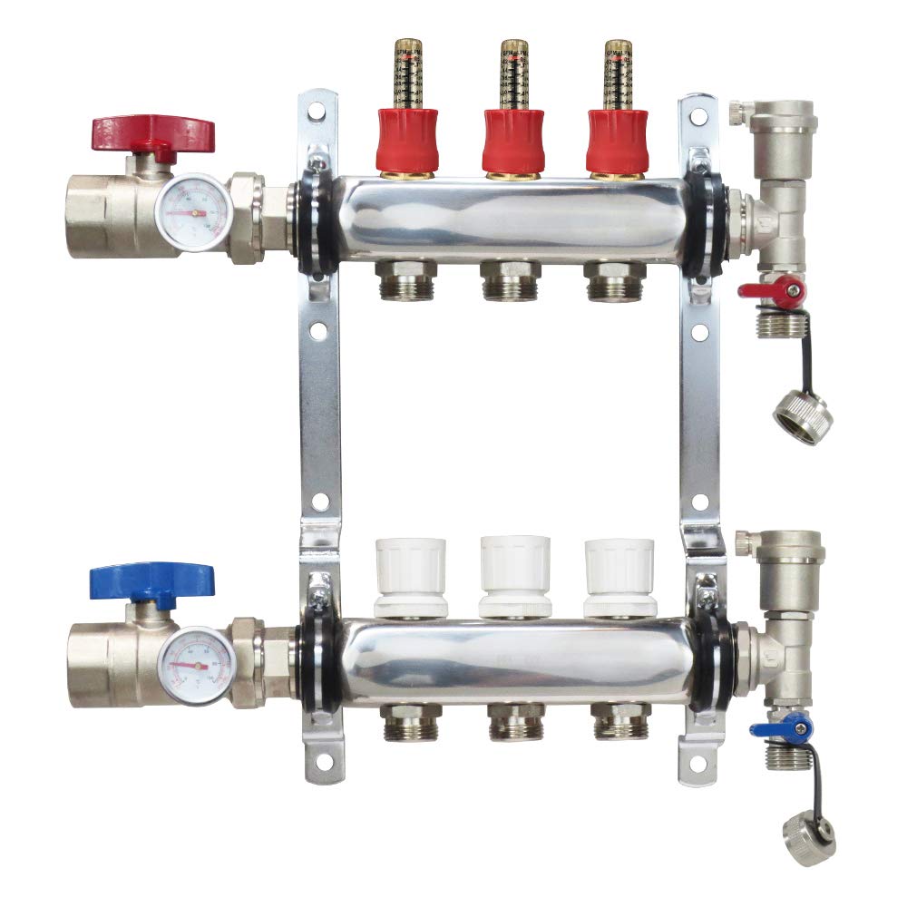 3 Loop Stainless Steel PEX Manifold with 1/2