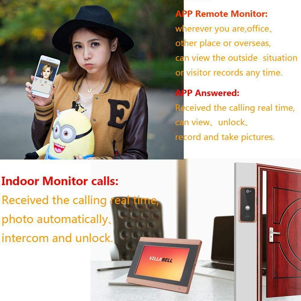 7 Inch Wired WiFi Smart Video Doorbell Intercom System - 1000TVL HD Camera with IR-CUT, Remote APP Control, Two-Way Talk, Unlock & Recording - Indoor Monitor & Outdoor Unit (Ideal for Homes, Apartments & Office Security)