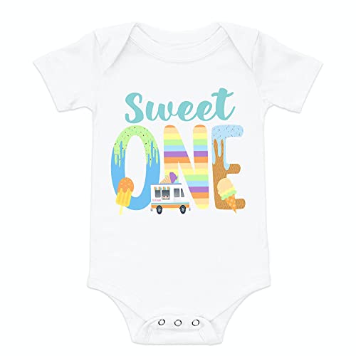 Sweet One Ice Cream Birthday Shirt - 1st Birthday Outfit for 24 Months Baby - Cute Ice Cream Themed Bodysuit for Birthday Party & Photo Shoots