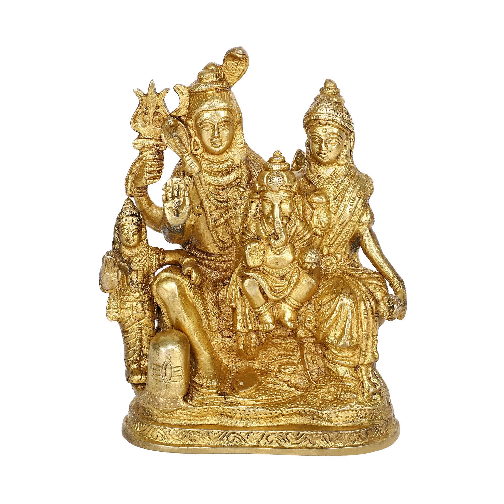 Handcrafted Brass Statue of Lord Shiva, MATA Parvati, Ganesha & Kartikeya - Hindu God Idol for Pooja Mandir, Home Decor & Spiritual Gifts - Perfect for Meditation, Worship & Indian Festival Celebrations
