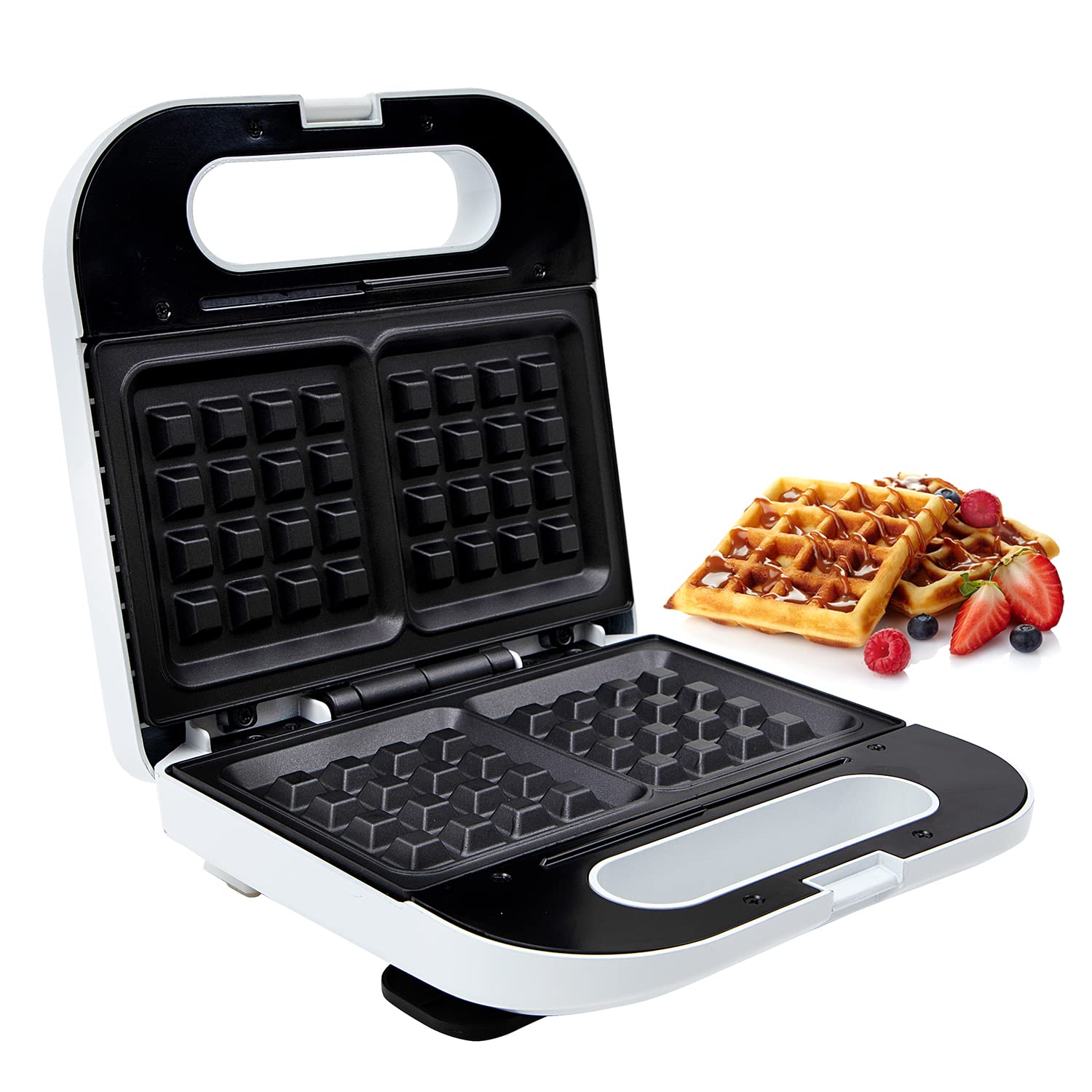Geepas 750W 2-Slice Belgian Waffle Maker - Non-Stick Electric Waffle Iron with Thermostat Control & Deep Plates - Fast 5-Min Waffles - Perfect for Breakfast, Brunch & Family Gatherings - 2-Year Warranty
