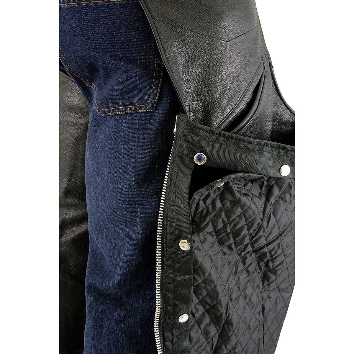Premium Thermal Lined Leather Motorcycle Chaps for Men - Large Size | Milwaukee Leather Biker Gear for Cold Weather Riding & Outdoor Adventures