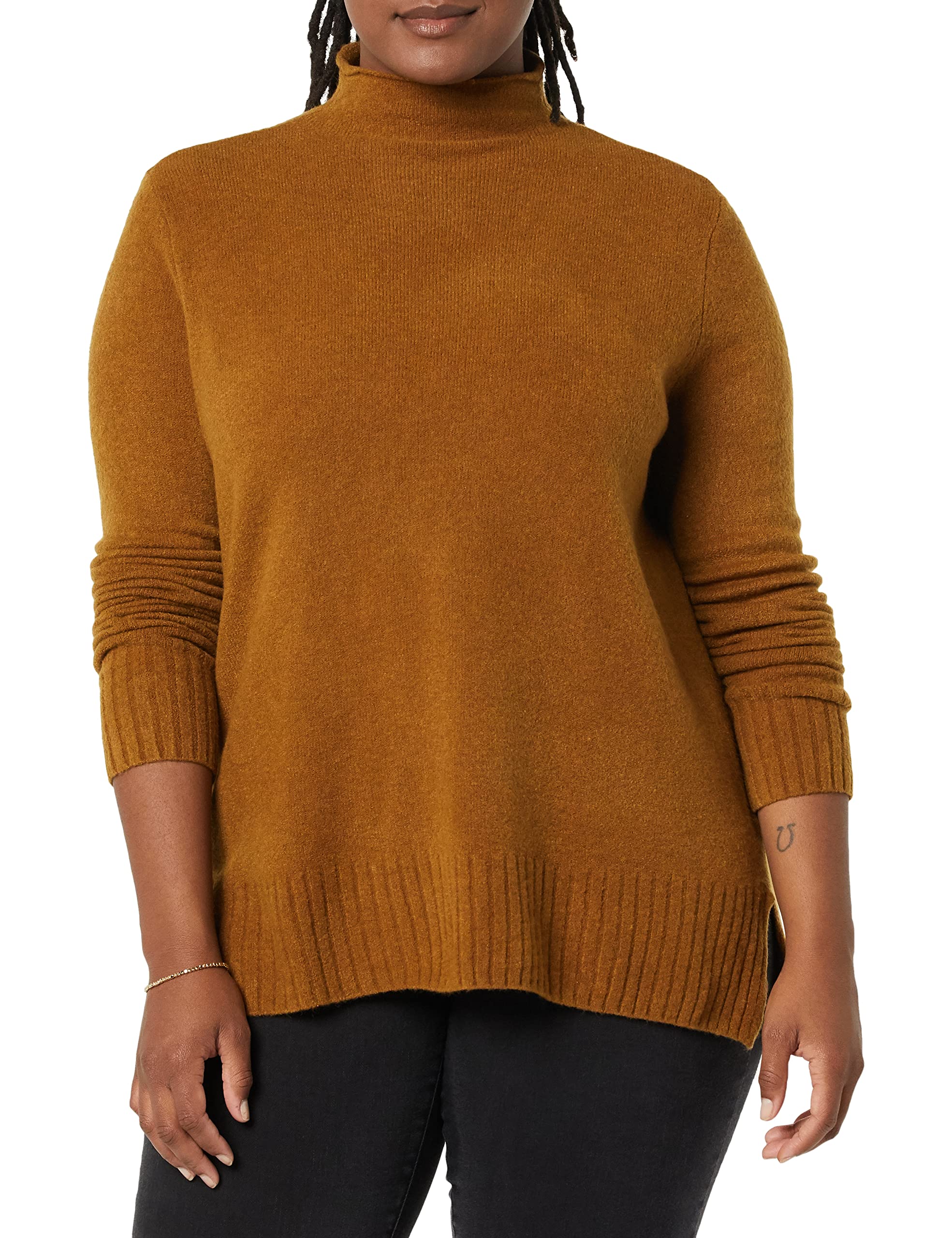 Goodthreads Women's Mid-Gauge Stretch Funnel Neck Sweater - Soft Knit Pullover for Fall & Winter - Cozy Casual Wear for Work, Dates & Weekend Outings