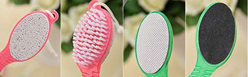 FOK 4-in-1 Foot Pumice Brush & Callus Remover - Exfoliating Pedicure Tool for Dead Skin Care - Perfect for Home Spa, Pedicure & Foot Care Routine (Random Color)