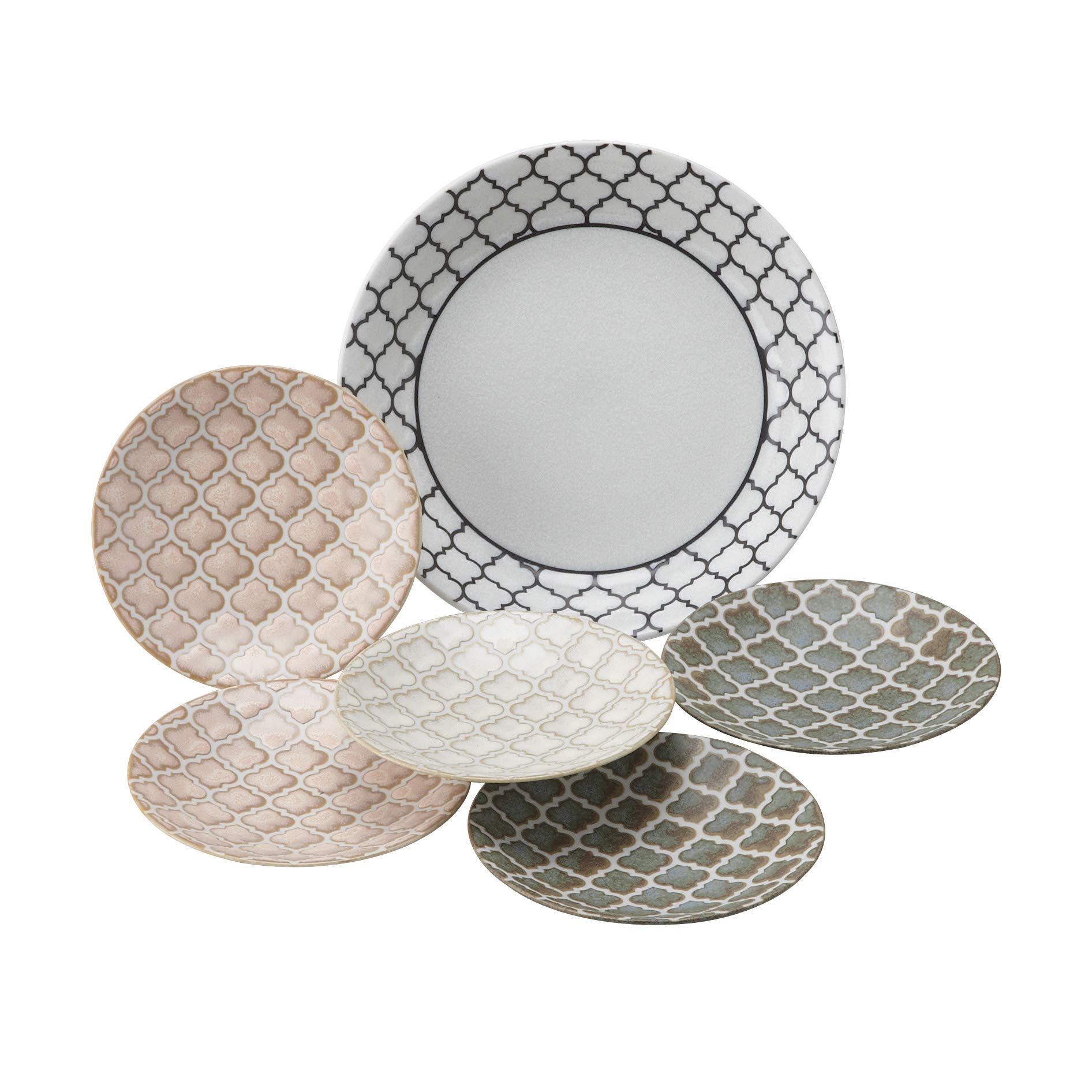 Premium Japanese Zellij 6-Piece Dinnerware Set - Handcrafted in Japan, Elegant Assorted Colors - Perfect for Fine Dining, Wedding Gifts & Home Decor