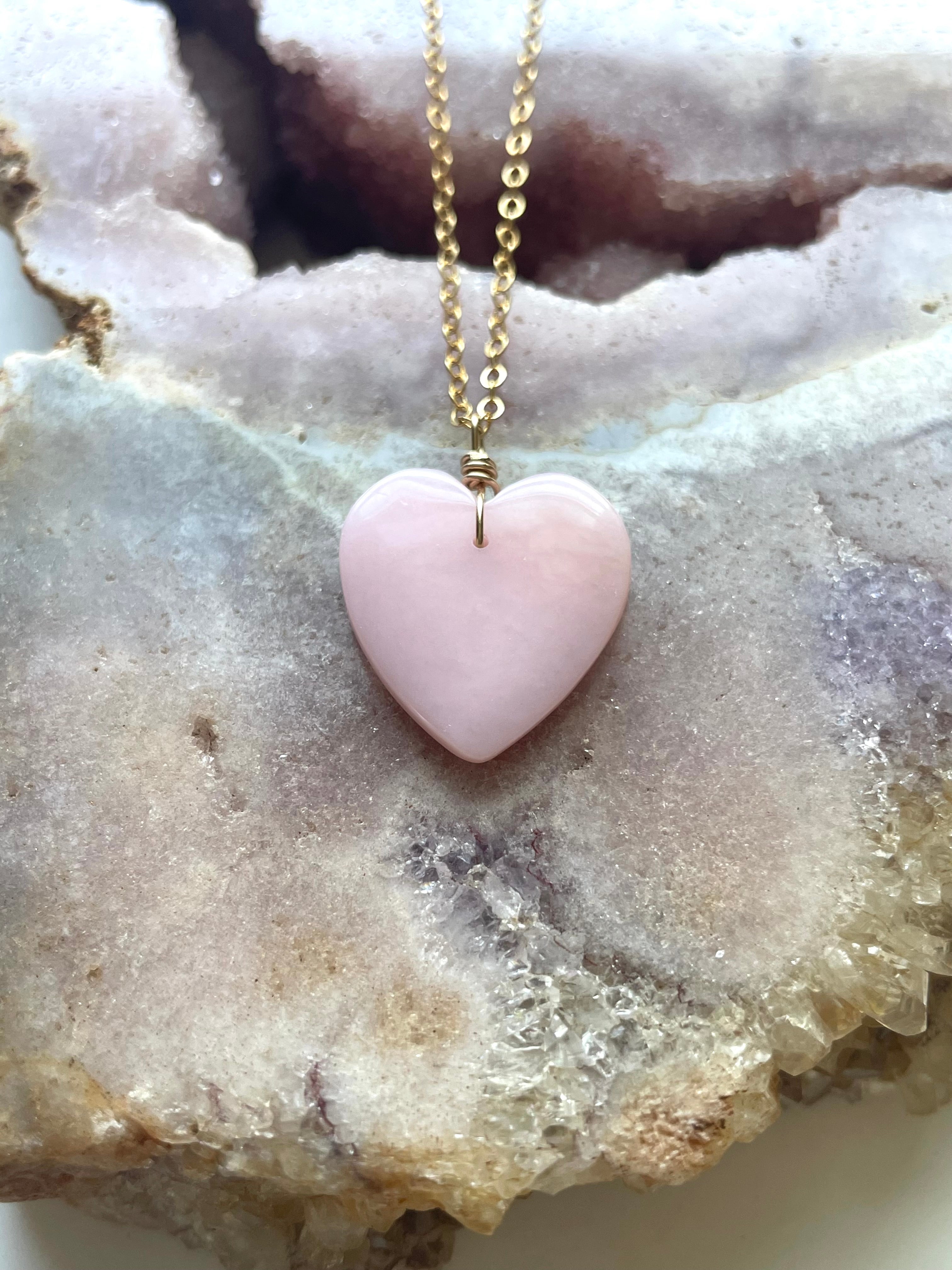 Pink Opal Heart Pendant Necklace for Women - Dainty Rose Gold Jewelry Gift for Valentine's Day, Anniversary & Birthday - Perfect for Romantic Dates, Weddings & Special Occasions