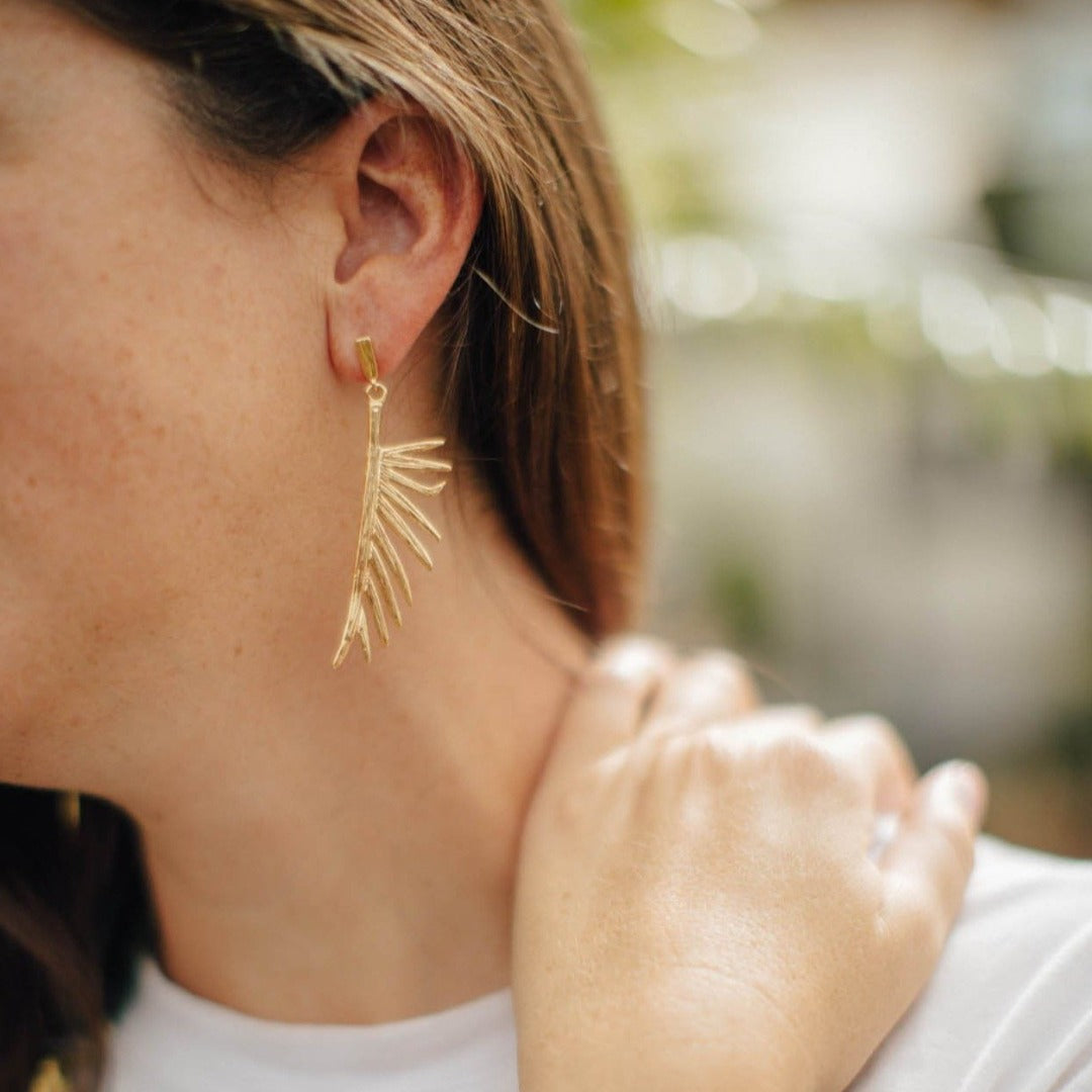 Goldbug Collection Palmetto Frond Drop Earrings - Elegant Dangle Earrings for Women, 925 Sterling Silver Jewelry | Perfect for Weddings, Parties & Special Occasions