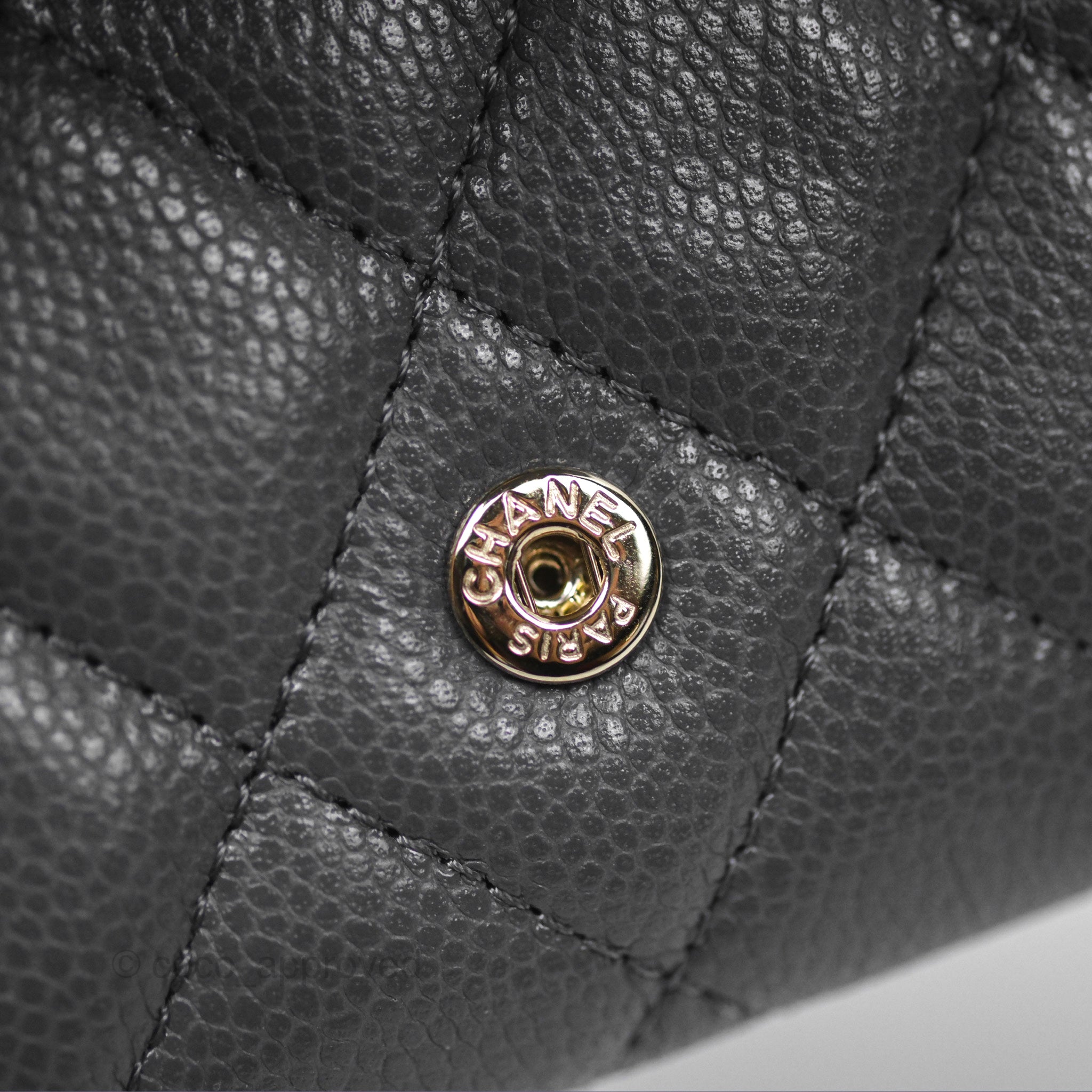 Chanel Classic Flap Card Holder Wallet - Dark Grey Caviar Leather with Gold Hardware | Luxury Compact Wallet for Women, Perfect for Everyday Use & Travel