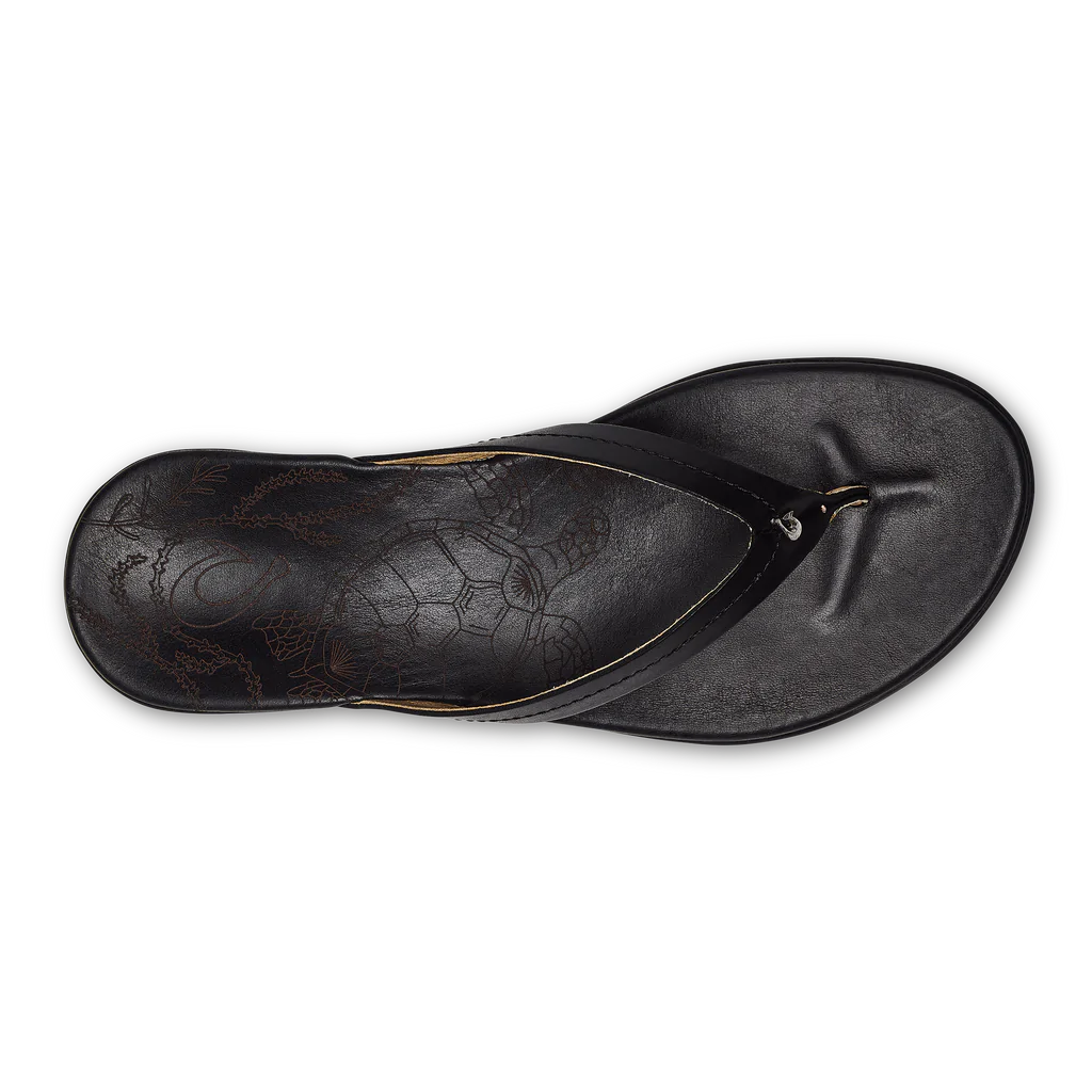 Olukai Honu Women's Sandals - Black | Comfortable & Stylish Flip Flops for Beach, Pool, and Casual Wear
