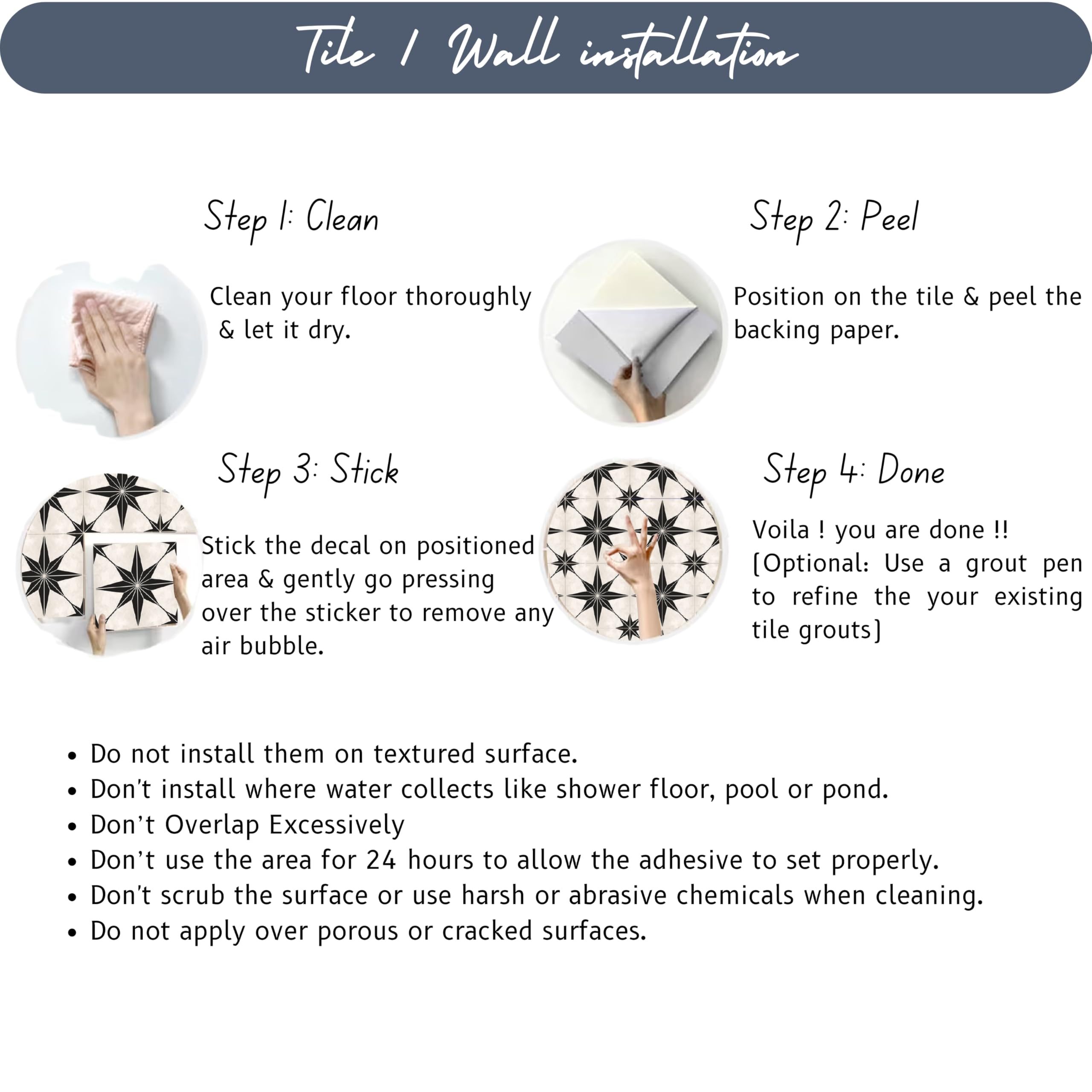 Bleucoin Art Deco Peel and Stick Tile Stickers - Waterproof Removable Wall Decals for Kitchen Backsplash, Bathroom, Renters & DIY Home Decor (44-Pack, 5.5x5.5 Inches) - Perfect for Updating Apartments, Dorm Rooms & Rental Properties Without Damage