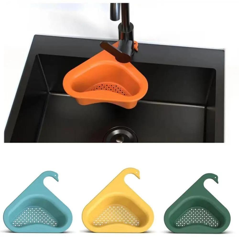 **Krishiv Kart Kitchen Sink Filter - Swan Drain Basket, Garbage Filter & Multifunctional Hanging Rack for Easy Drainage - Perfect for Kitchen Sink Accessories & Food Scrap Collection**    *(Use Case: Ideal for preventing clogged drains, catching food scraps, and organizing kitchen sink accessories.)*