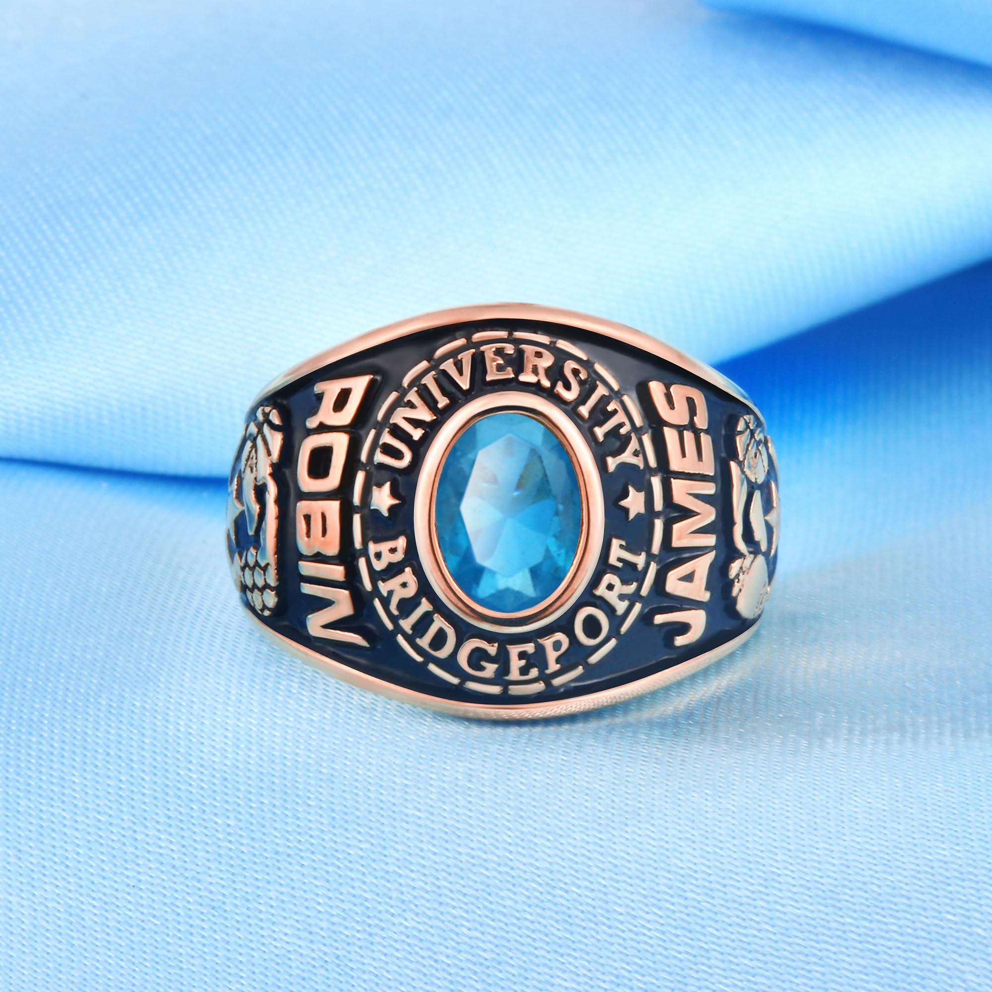 Custom Personalized Class Rings for Men & Women - 10KT Gold, Sterling Silver, Birthstone Options - High School Graduation Rings Size 5-15 - Perfect for Commencement, Alumni Gifts & School Spirit