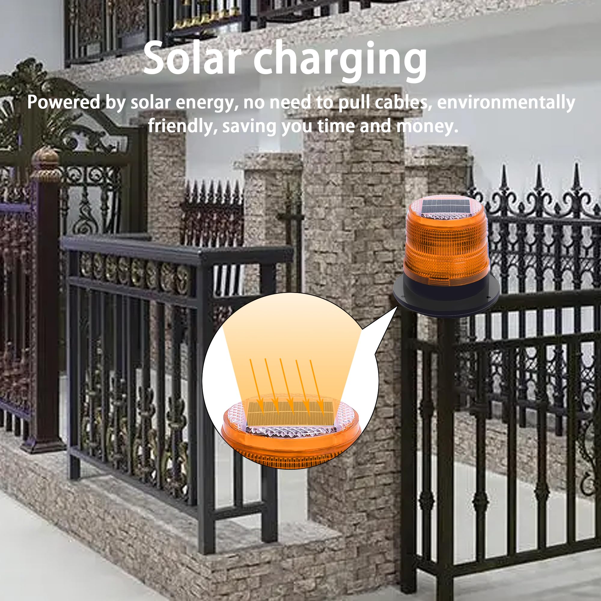Solar Powered Magnetic Strobe Warning Light - Waterproof LED Flash Light with Strong Magnetic Base for Construction, Traffic, Factory Safety - Yellow Emergency Beacon for Road Work, Hazard Zones & Night Visibility