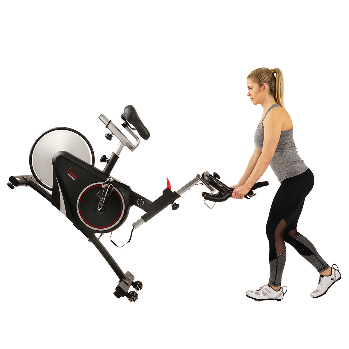 Magnetic Rear Belt Drive Stationary Exercise Bike with LCD Monitor & Cadence Sensor - 350 lbs Weight Capacity for Home Gym, Cardio Workout & Indoor Cycling Training