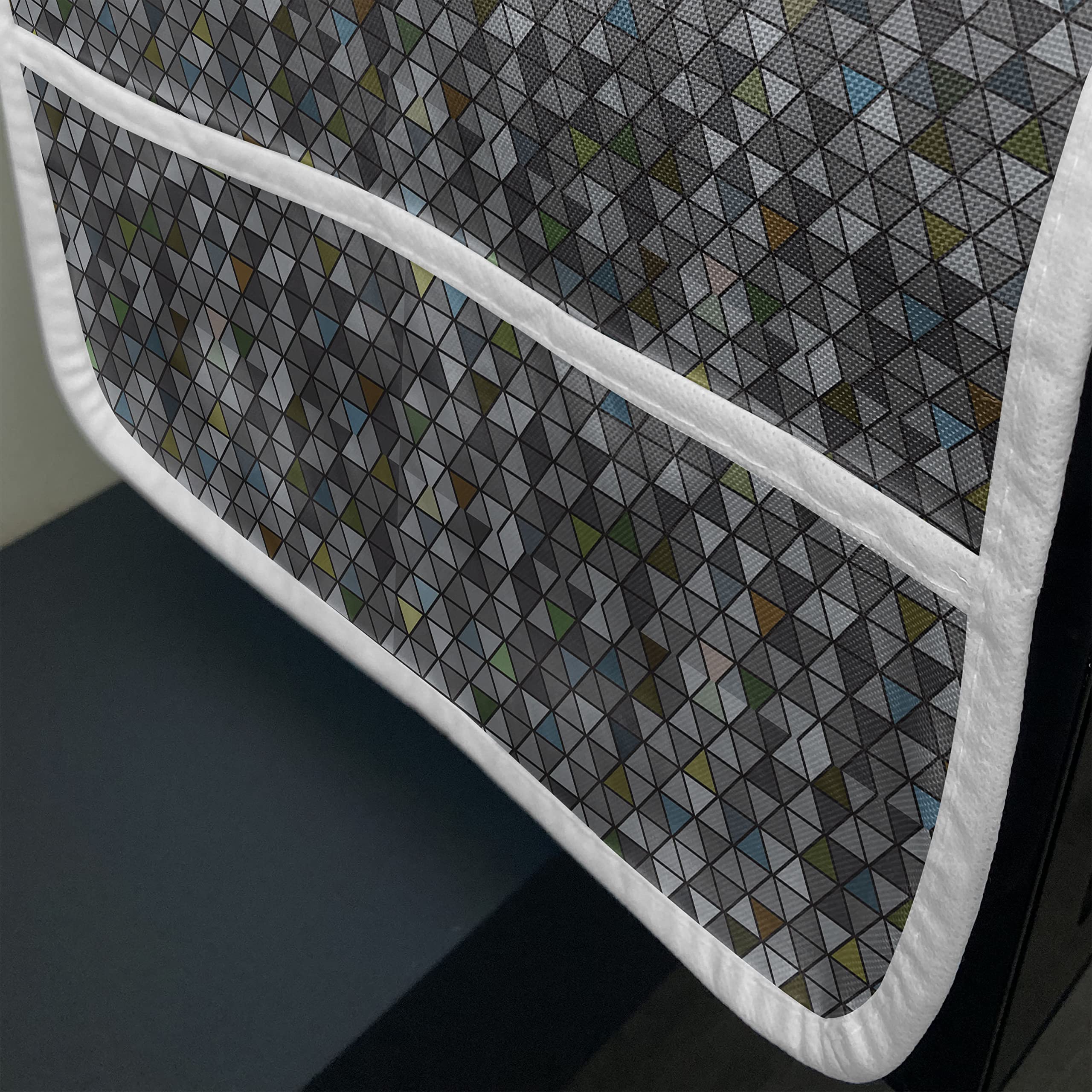 Ambesonne Microwave Oven Cover - Waterproof Kitchen Organizer with Pockets, Abstract Geometric Triangle Pattern in Dimgray & Multicolor, 36