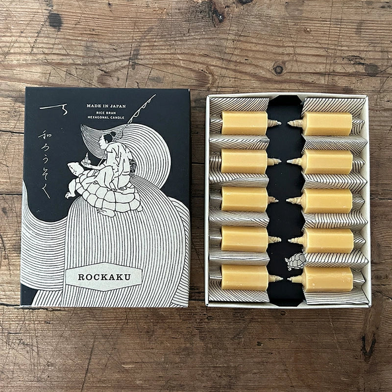 DAIYO Hexagonal Rice Bran Wax Candles - 10-Piece Japanese Wa Rousoku Set | Natural Eco-Friendly Home Decor for Meditation, Zen Spaces & Aromatherapy