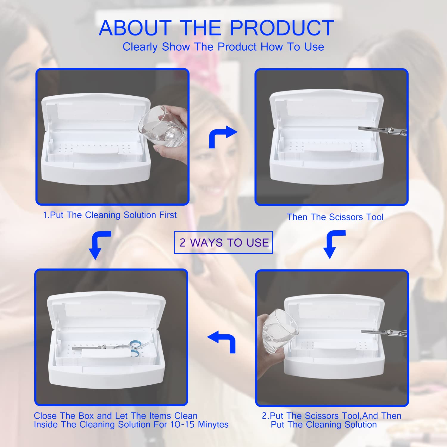 Sterilizing Tray for Salon & Spa - Thickened Plastic Barbicide Sterilization Box with Clear Lid, Storage Organizer for Nail Tools, Tweezers, Manicure Equipment | Perfect for Hair Salons, Nail Shops & Beauty Spas