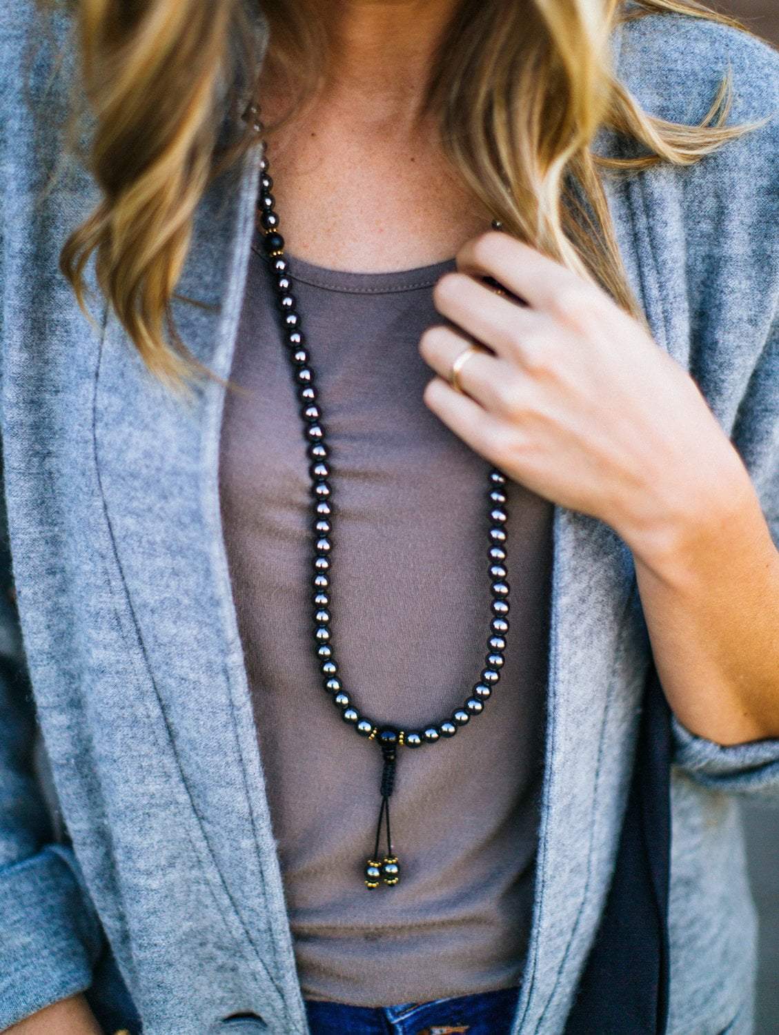 Authentic Hematite Root Chakra Mala Beads - 108 Meditation Prayer Beads for Grounding, Stress Relief & Energy Balancing - Perfect for Yoga, Meditation & Spiritual Healing Practices