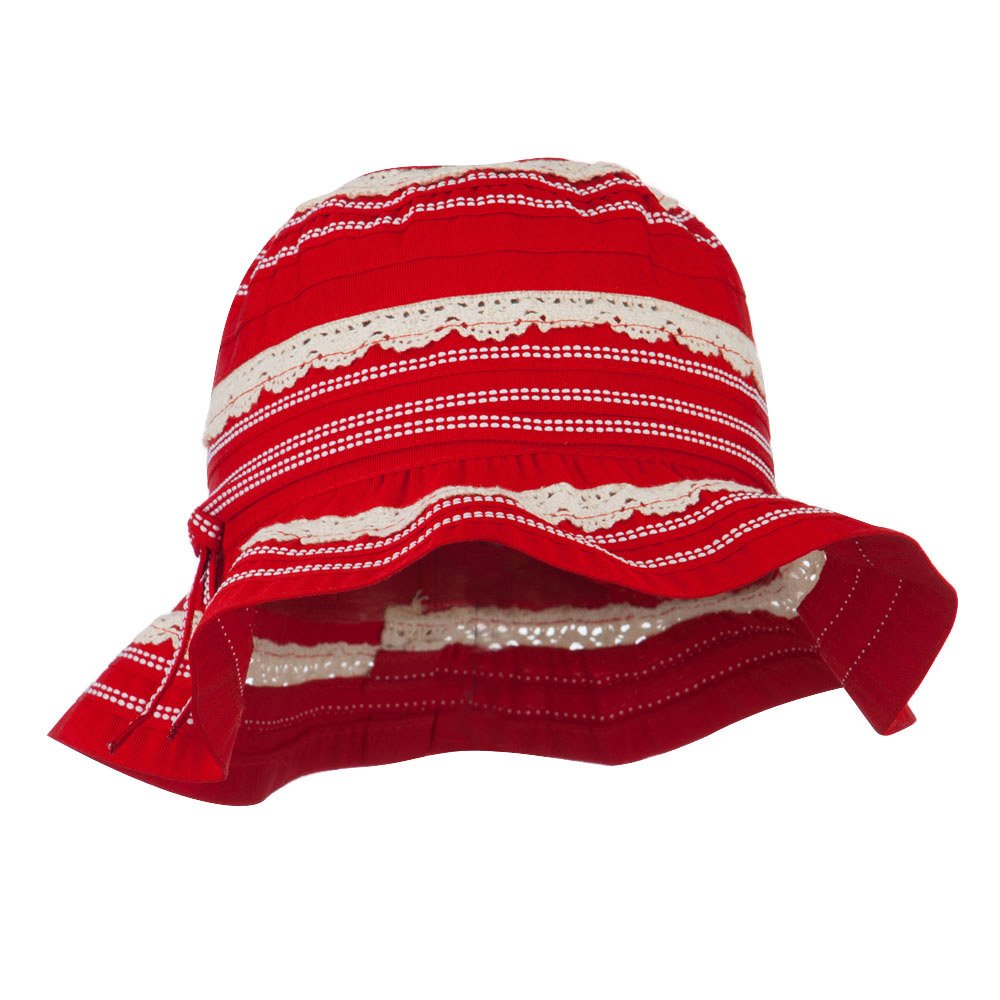 Girl's Red Lace Bucket Hat - Sun Protection Summer Hat for Outdoor Activities, Beach, Park, and Travel