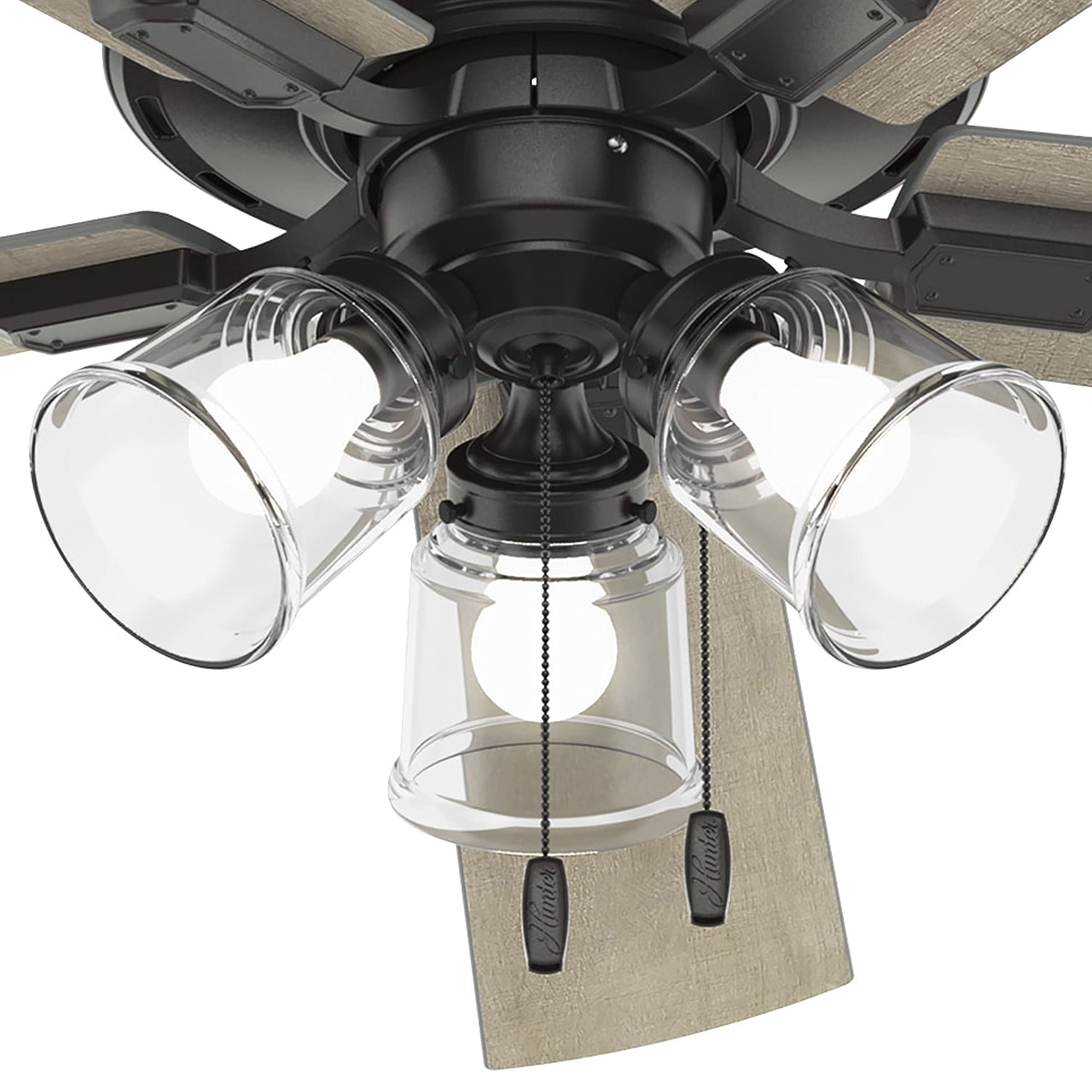 Hunter Fan 60 inch Noble Bronze Indoor Ceiling Fan with Light Kit and Pull Chain - Energy Efficient Quiet Blades for Living Room, Bedroom, Office (Renewed)