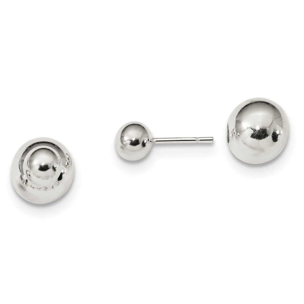 Polished Sterling Silver Ball Stud Earrings - Front & Back Post Design for Women - Perfect for Everyday Wear, Parties & Gifts