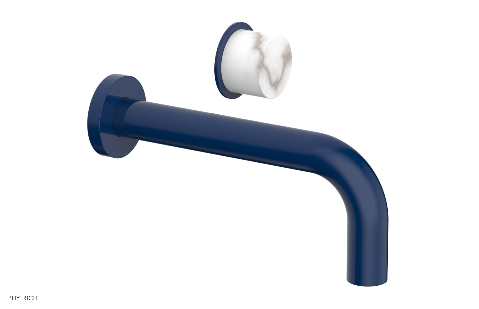 Basic II Single Handle Wall Lavatory Faucet Set with White Marble Handle - 230 17 - Perfect for Bathroom Sink, Powder Room, and Guest Bath Installations