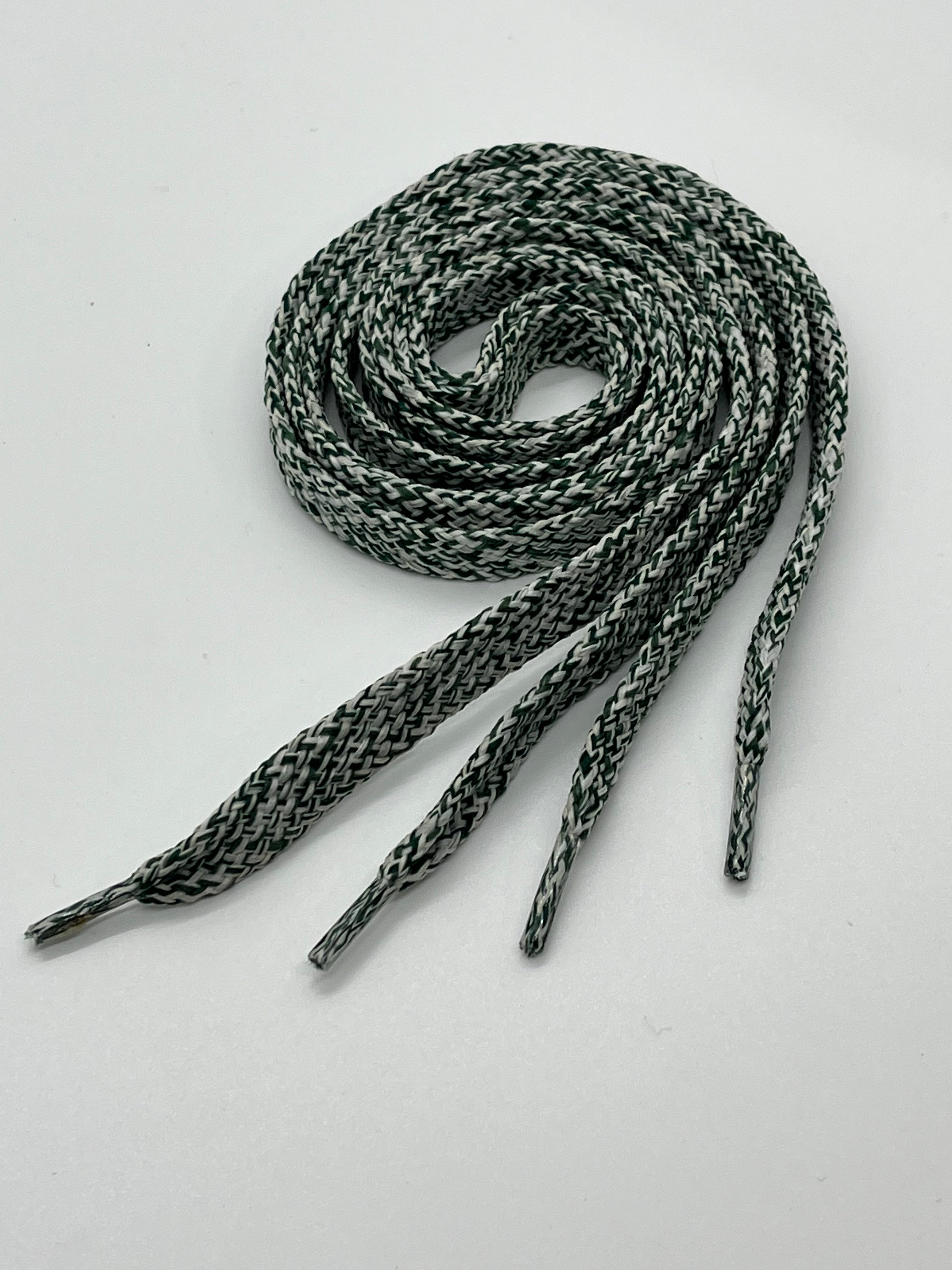 Premium Flat Tweed Shoelaces - Green & White Classic Pattern for Dress Shoes, Boots & Casual Sneakers | Durable & Stylish Lace Replacement