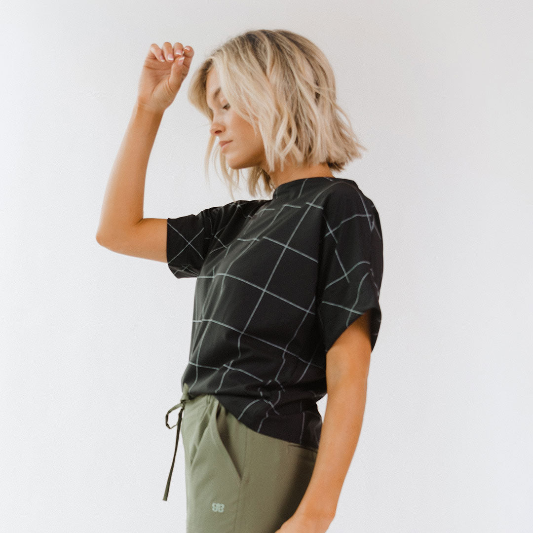 Boss Tee - Classic Black Windowpane Check Men's Casual Shirt | Office Wear & Smart Casual Outfits
