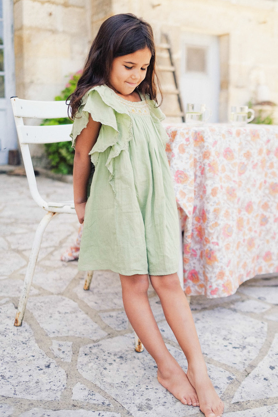 Girls Olive Green Dress by Louise Misha Martine - Perfect for Birthday Parties, School Events & Family Photos