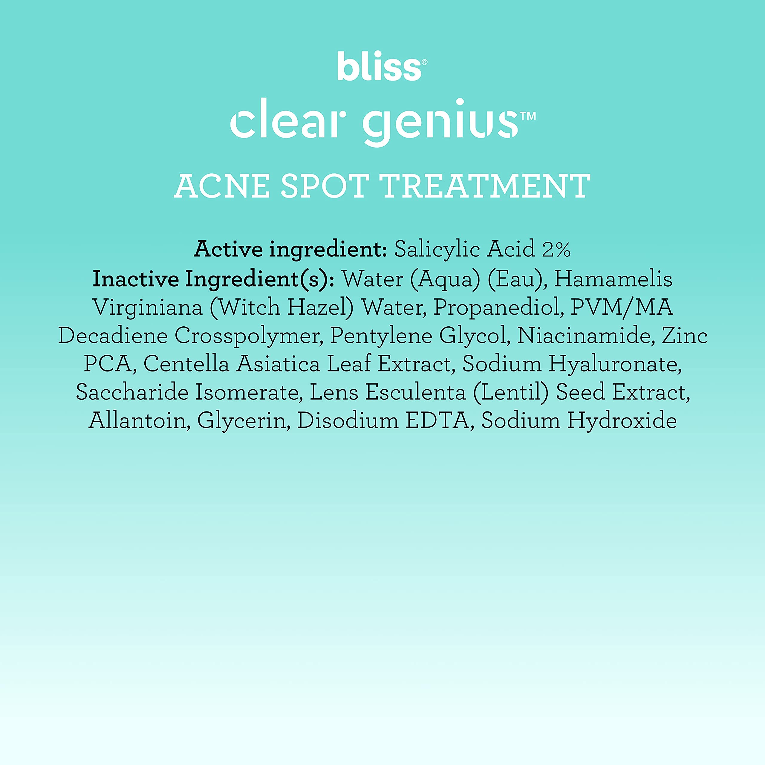 Bliss Clear Genius Acne Spot Treatment – 2% Salicylic Acid Maximum Strength for Blemish Reduction – Clean, Vegan & Cruelty-Free Formula (0.5 Fl Oz) | Perfect for Overnight Spot Treatment & Daily Acne Care