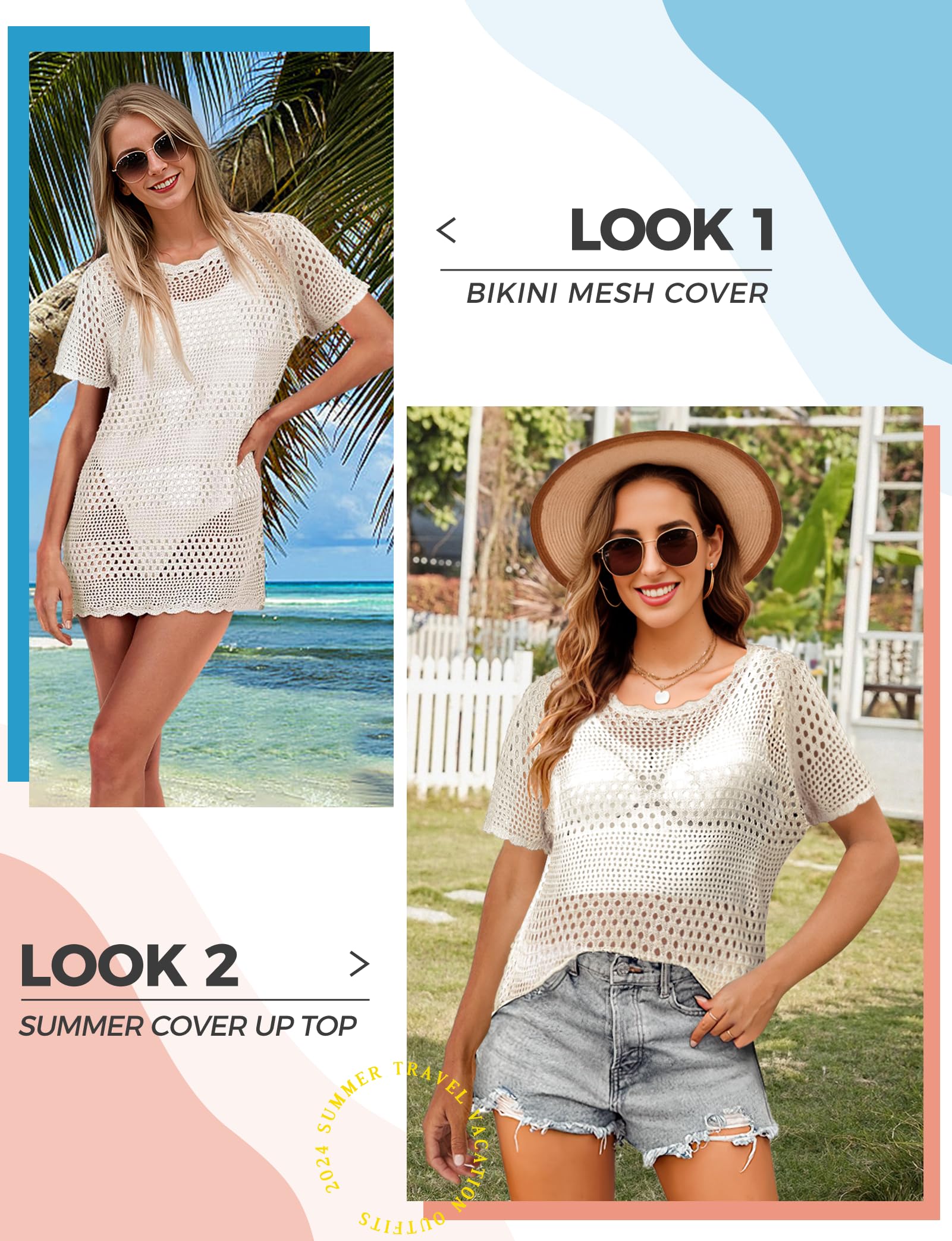 Women's White Crochet Swim Cover Up - Beach Dress Bikini Coverup for Swimsuits & Bathing Suits | Perfect for Poolside, Vacation & Summer Outfits 2025