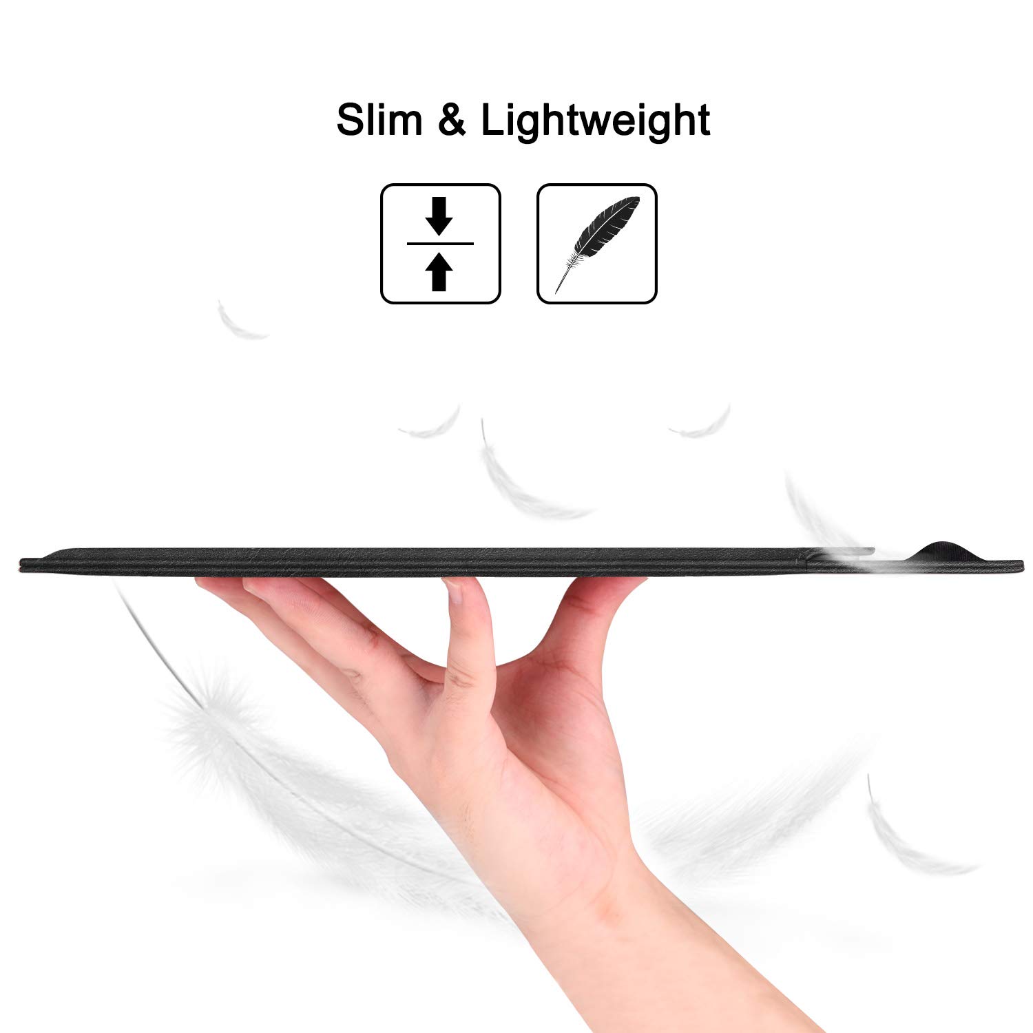 Fintie Slim Vegan Leather iPad Case with Pencil Holder - Compatible with iPad Air 11/Air 5/4, iPad (A16), 10th/9th Gen & Pro 11-inch - Protective Sleeve Cover & Carrying Bag (Black) - Perfect for Work, School & Travel