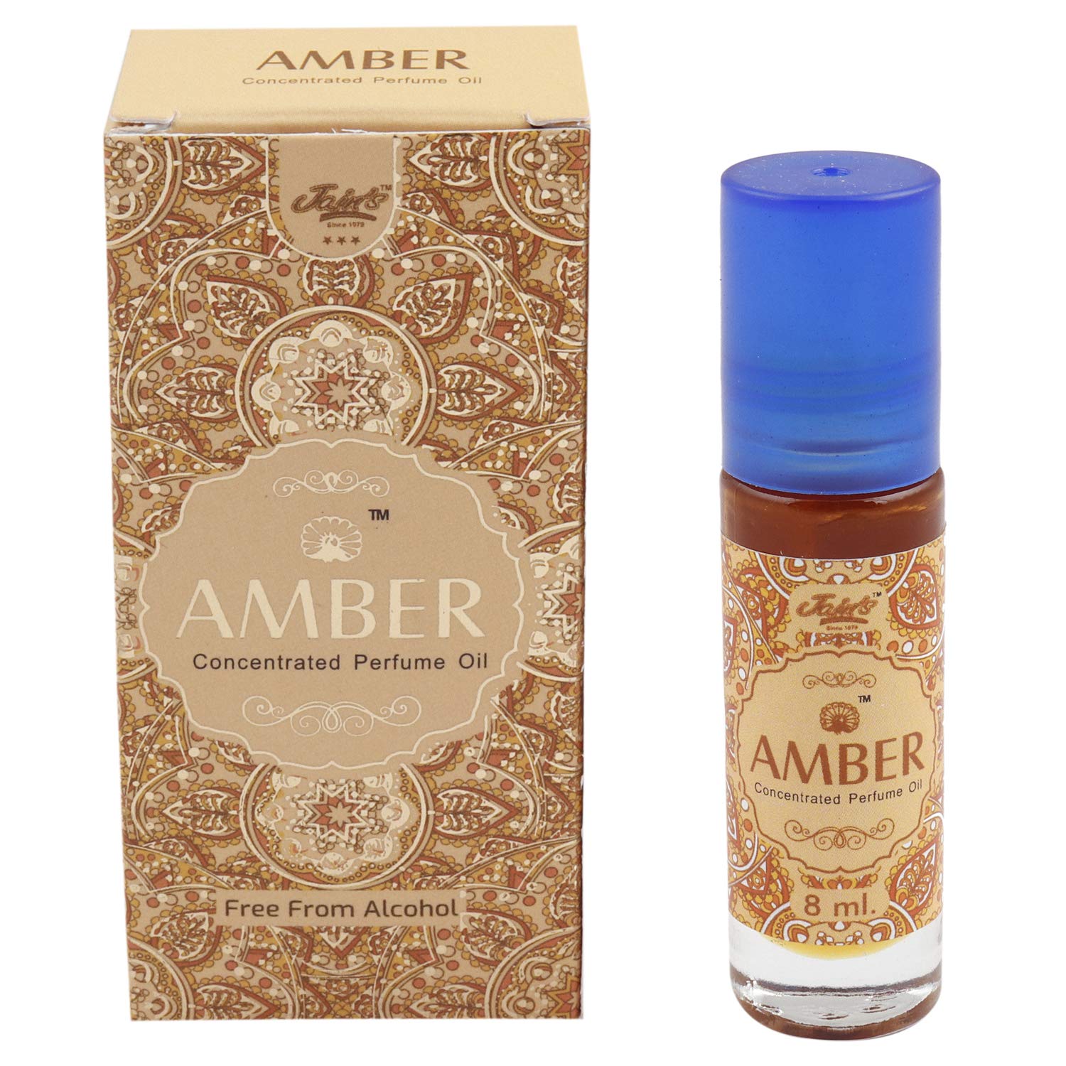 Premium Jain's Amber Attar - 8ml Pure Concentrated Perfume Oil for Women & Men - Long Lasting Fragrance for Romantic Dates, Special Occasions & Daily Wear