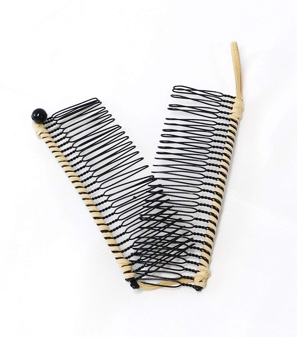 GETAGOTA Adjustable Banana Hair Clip Comb - Double Combs Ponytail Holder for Women & Girls, Stretch Hair Grip for Thick Curly Hair, Styling Maker Tool, Classic Clincher (Yellow) - Perfect for Daily Hairstyling, Workouts & Fashion Accessories