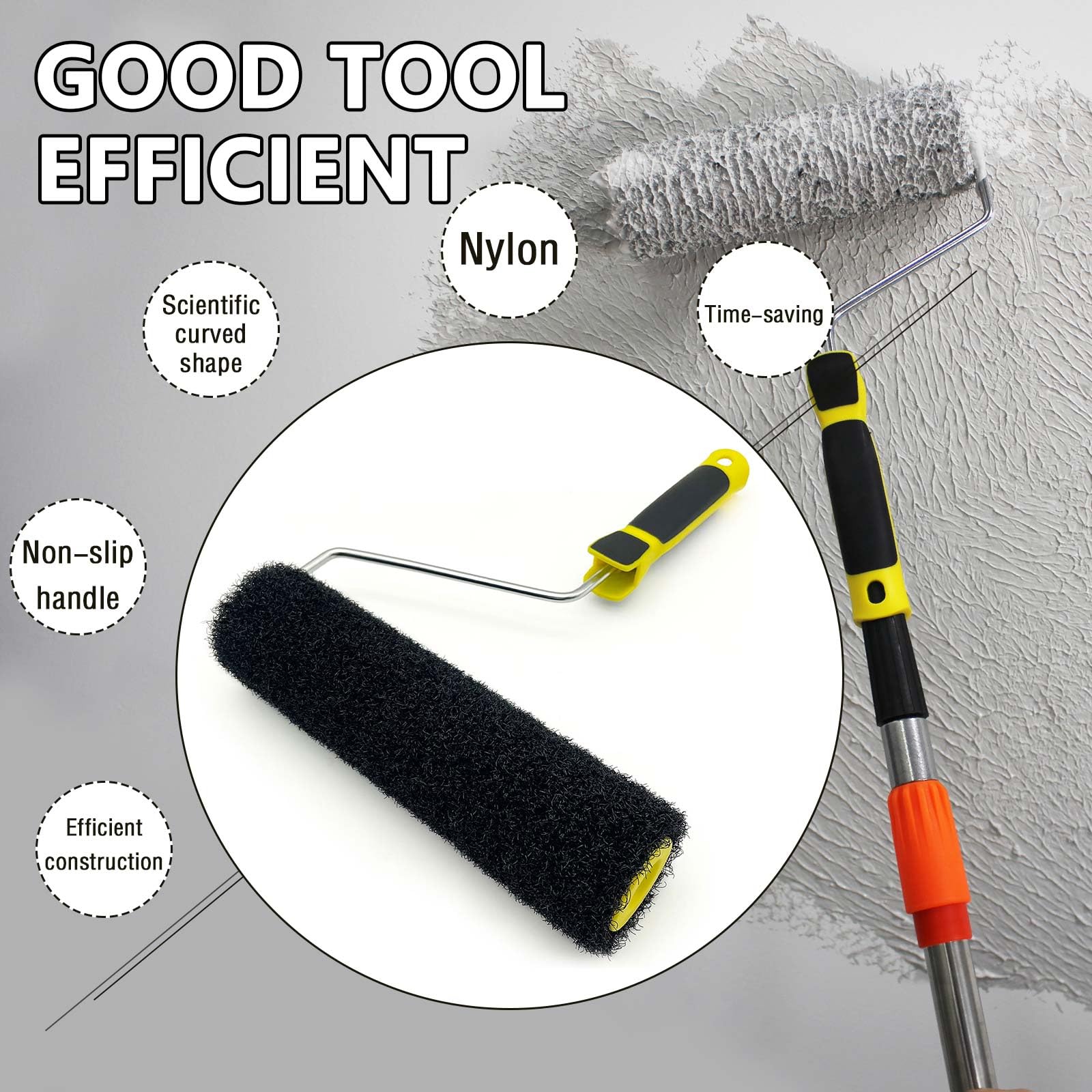 12 Inch Drywall Compound Roller - Professional Texture Roller Brush for Walls & Ceilings - Perfect for DIY Home Renovation, Wall Repair, and Texture Application