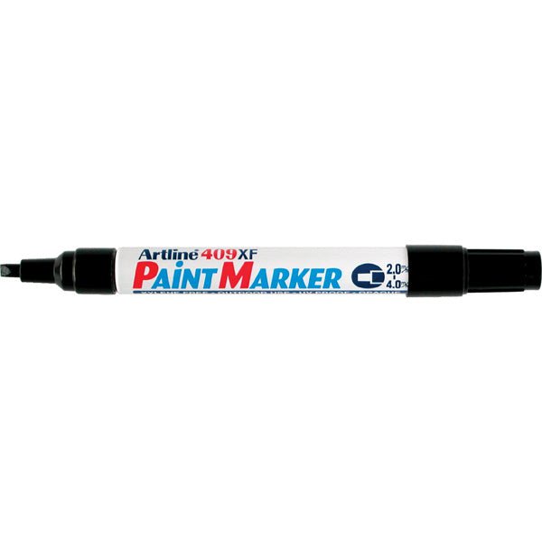 Artline 409 Black Paint Marker 4.0mm Chisel Tip - 12 Pack for DIY Projects, Sign Making & Industrial Labeling