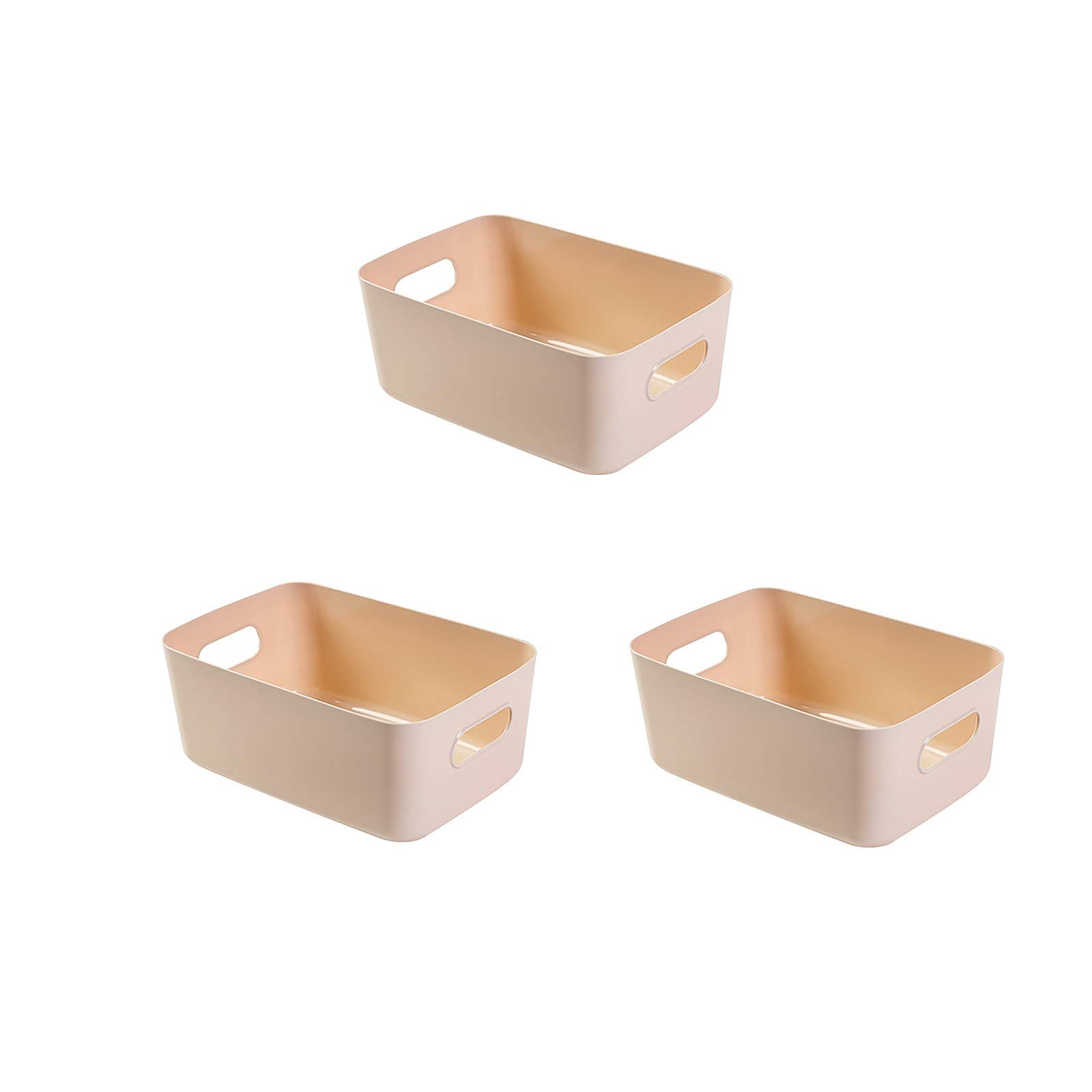 3-Piece Plastic Storage Bins Set - Under Bed Organizer Baskets for Clothes, Toys, Snacks & Home Organization (Beige, One Size) | Perfect for Bedroom, Closet & Kids Room Storage Solutions