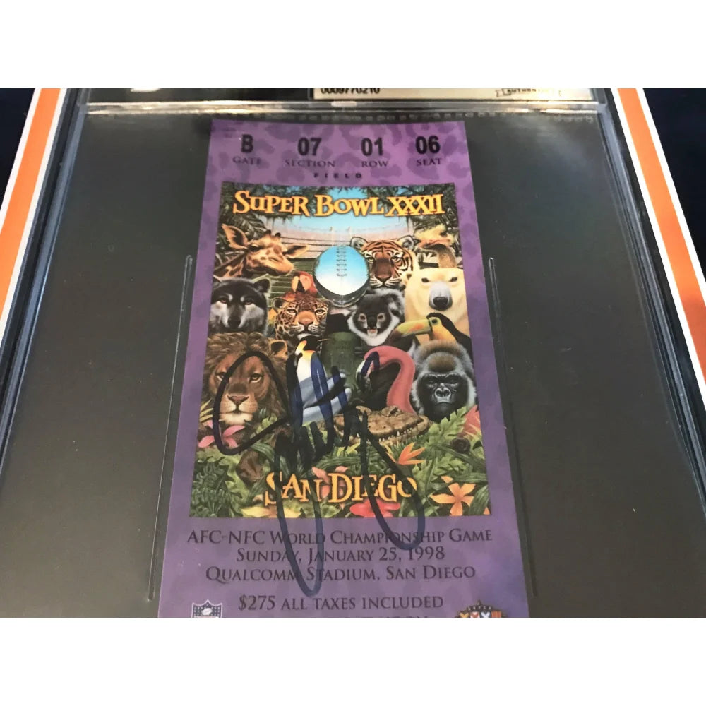 Authentic John Elway Signed Super Bowl XXXII Ticket Framed Memorabilia - BGS Certified Autograph - Perfect for Broncos Fans, Sports Collectors & Man Cave Decor