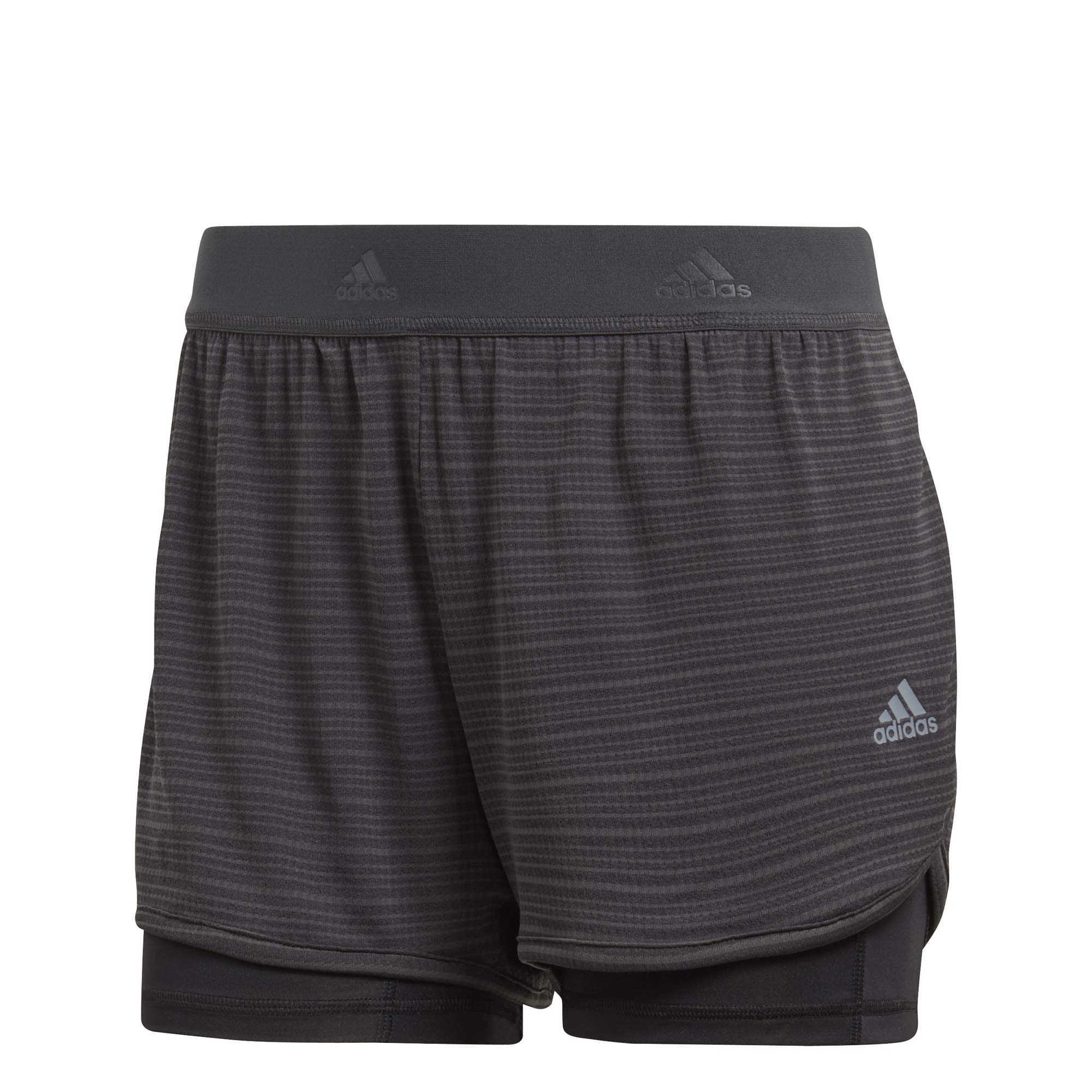 Adidas Chill 2-in-1 Women's Training Shorts - Breathable Quick-Dry Gym Shorts with Inner Liner for Running, Yoga & Workout (Grey)