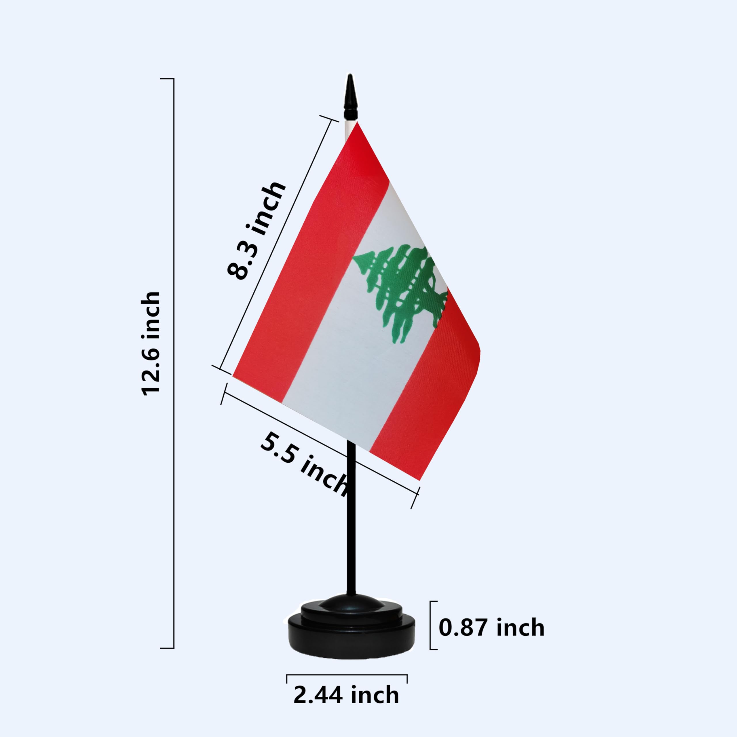 Premium 2-Pack Mini Lebanon Lebanese Desk Flags - 13