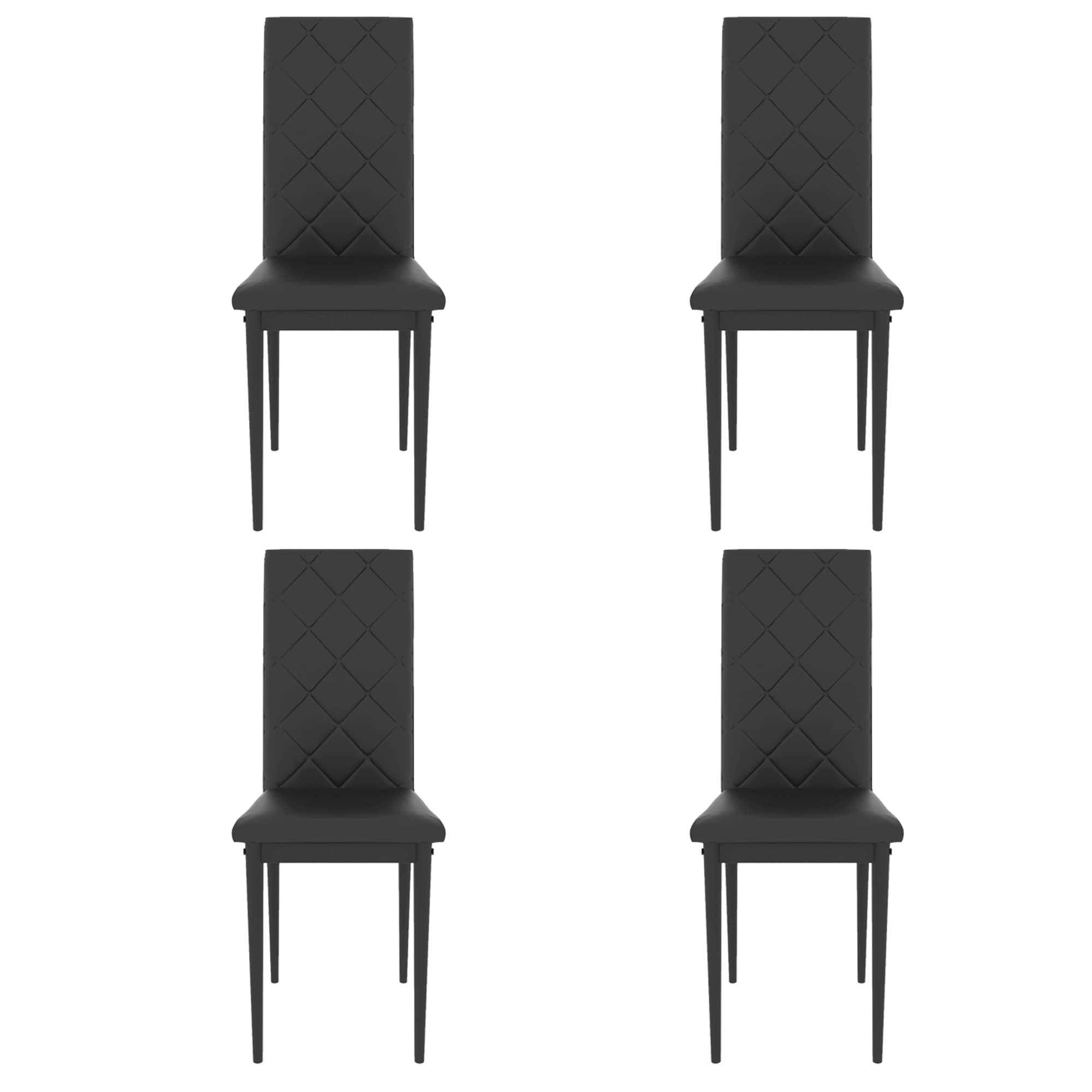Upgraded 5-Piece Modern Glass Dining Table Set with Faux Leather Chairs & Metal Frame - Tempered Glass Kitchen Table for Small Spaces, Breakfast Nook, Apartment Dining Room