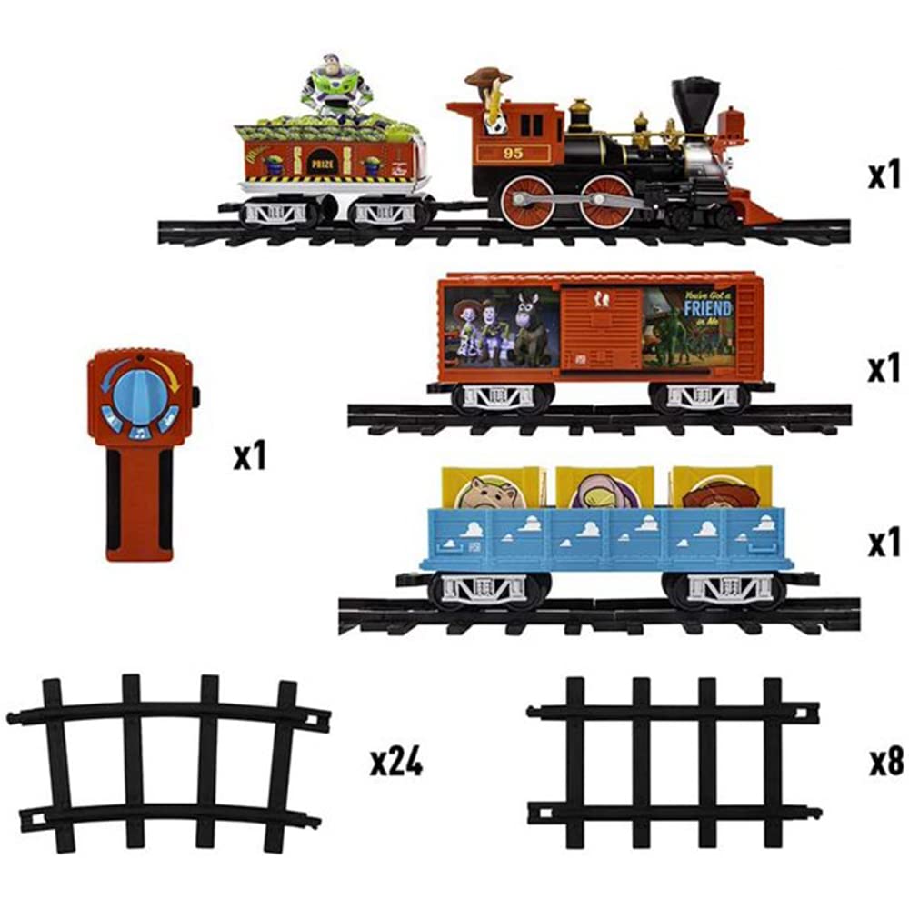 Disney Toy Story Battery-Powered Train Set with Locomotive, Cars, Track & Remote Control - Authentic Sounds & LED Lights for Kids Ages 4+ | Perfect for Birthday Gifts, Playtime & Toy Story Themed Parties