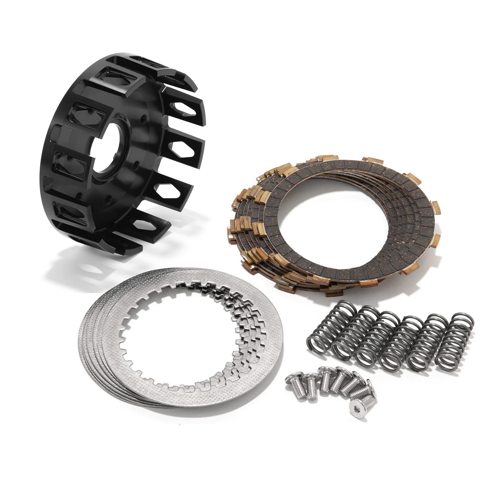 Honda TRX450ER 2006-2014 Clutch Basket Kit with Friction Plates, Steel Plates & Springs - Black - Perfect for ATV Off-Road Racing & Trail Riding