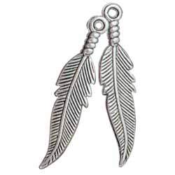 Silver Plated Feather Embellishments - 1 Pair for DIY Crafts, Jewelry Making & Costume Accessories | Elegant Hair Clips, Headbands & Fashion Decorations