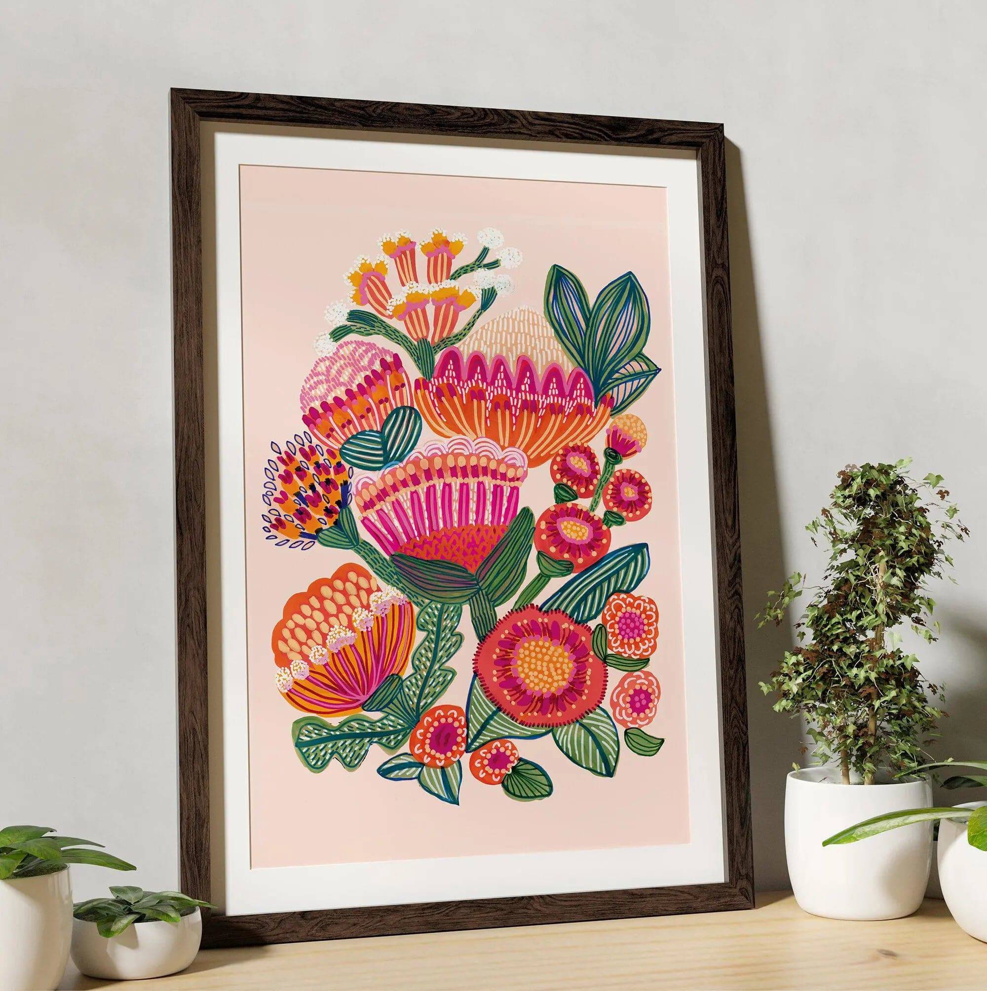 Premium Protea Flowers Wall Art Set - Handmade Floral Home Decor Gift for Living Room, Bedroom & Office - Perfect for Housewarming, Wedding & Birthday Presents
