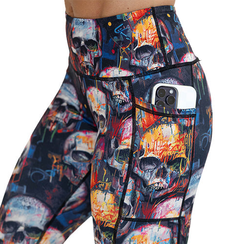 Death By Art Leggings - Unique Printed Yoga Pants for Women | Trendy High Waisted Workout Leggings for Gym, Running & Casual Wear